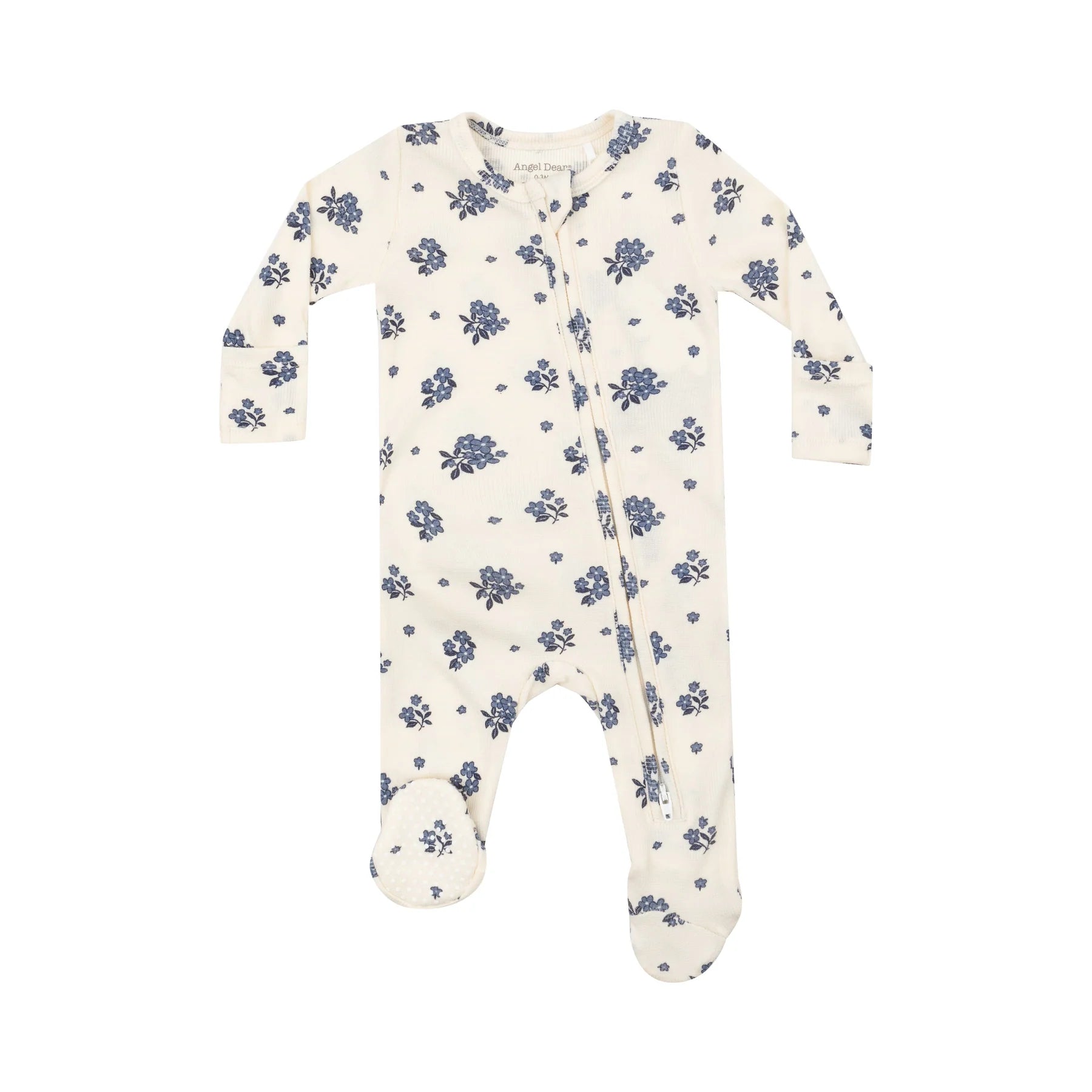 Zippered Ruffle Footie Pajamas - Ribbed Petite Bouquets Design | Cozy Sleepwear for Women & Girls | Perfect for Winter Nights & Loungewear