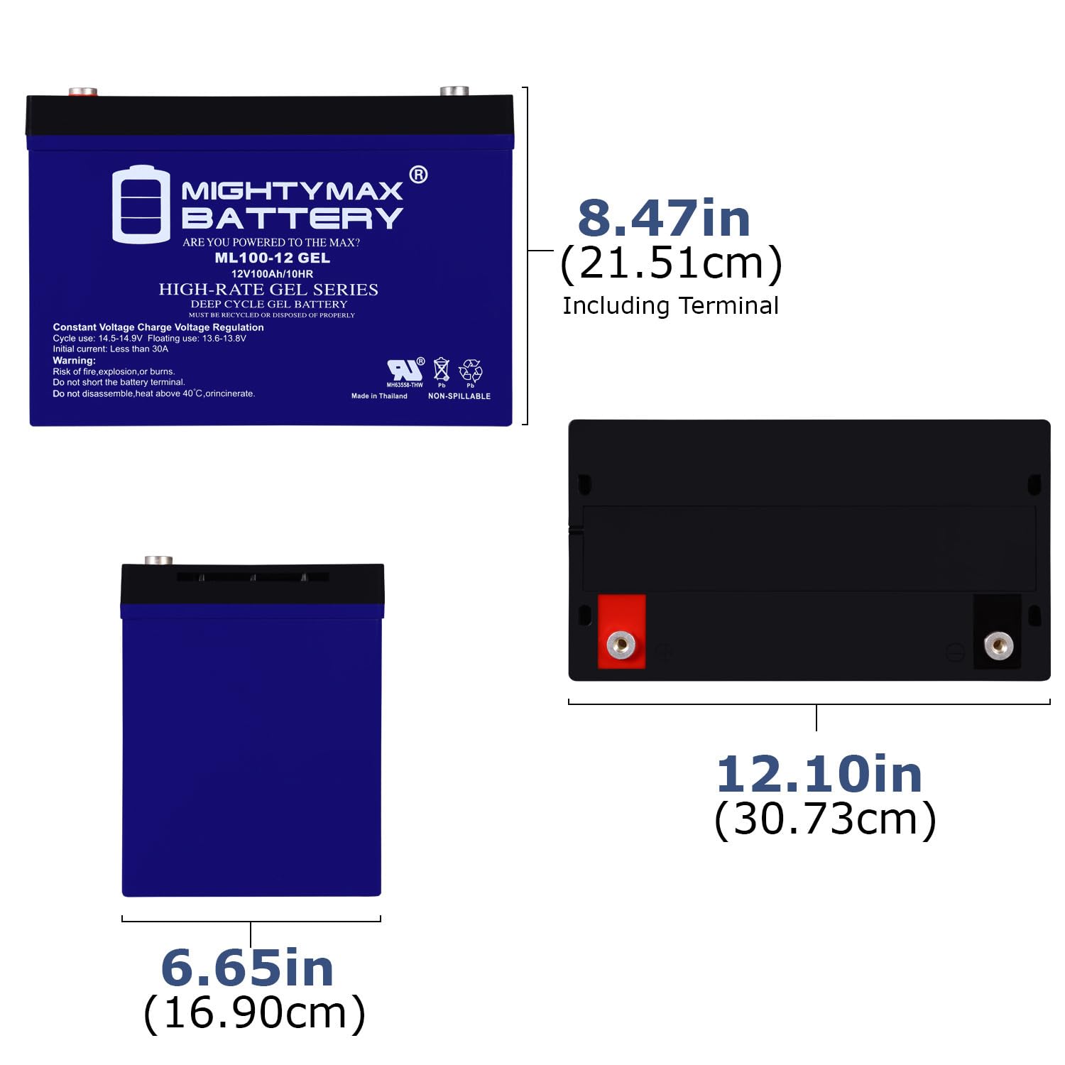 Mighty Max 12V 100AH GEL Deep Cycle Battery - Replacement for Jasco RB121000 - Perfect for Solar Power, RV, Marine & Off-Grid Applications