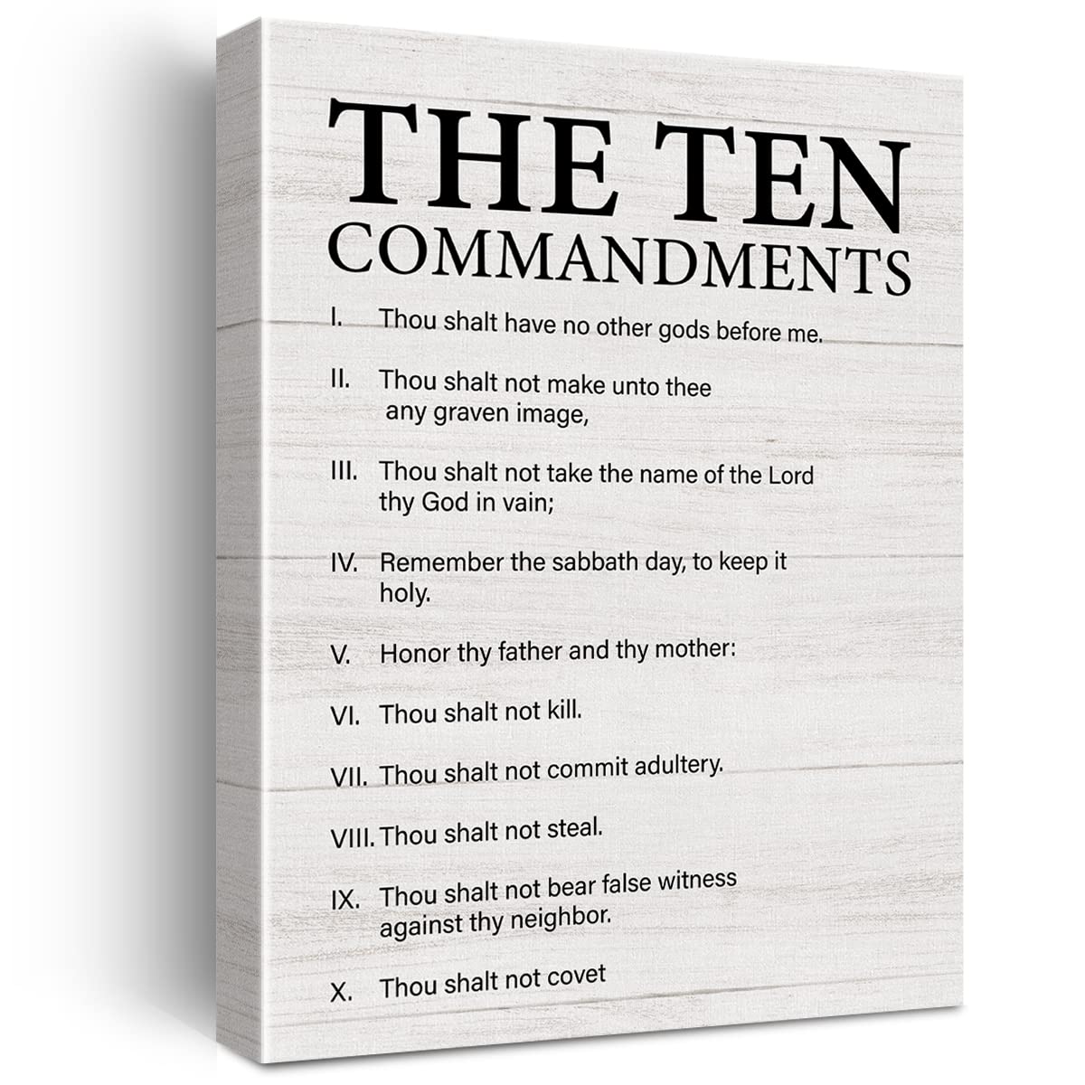 10 Commandments Canvas Wall Art - Christian Home & Office Decor - Wooden Framed 11.5x15