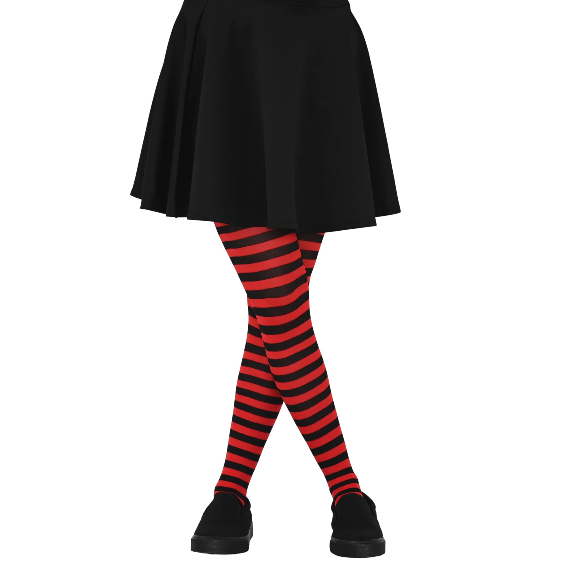 Skeleteen Black Striped Nylon Pantyhose for Men & Women - Daily Wear & Costumes