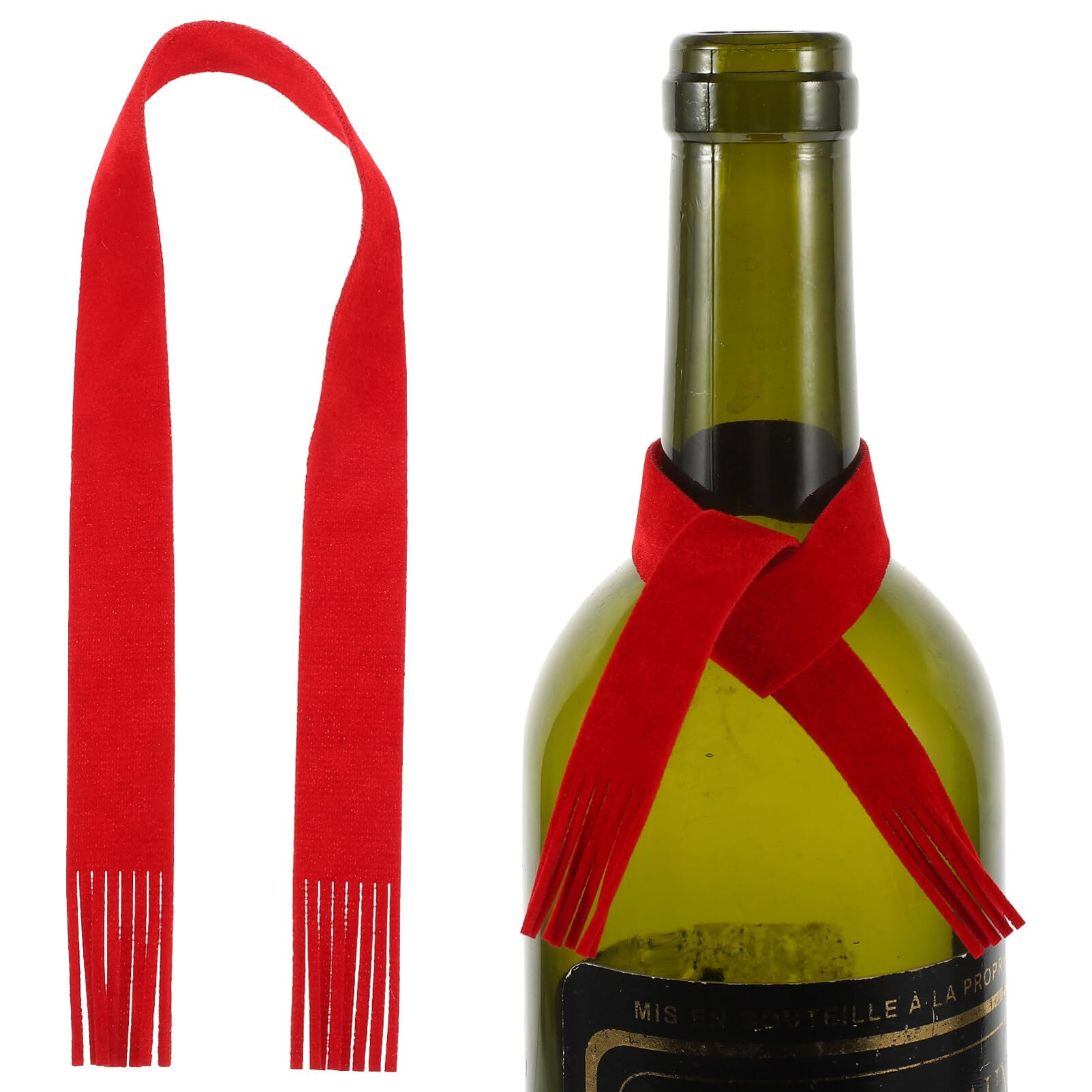 10pcs Mini Santa Scarf Christmas Knit Fabric - Silverware Holders, Wine Bottle Covers, Doll Scarves & Xmas Tree Ornaments (Green/Red) | Perfect for Holiday Table Decor, Gift Wrapping & Festive Home Decoration