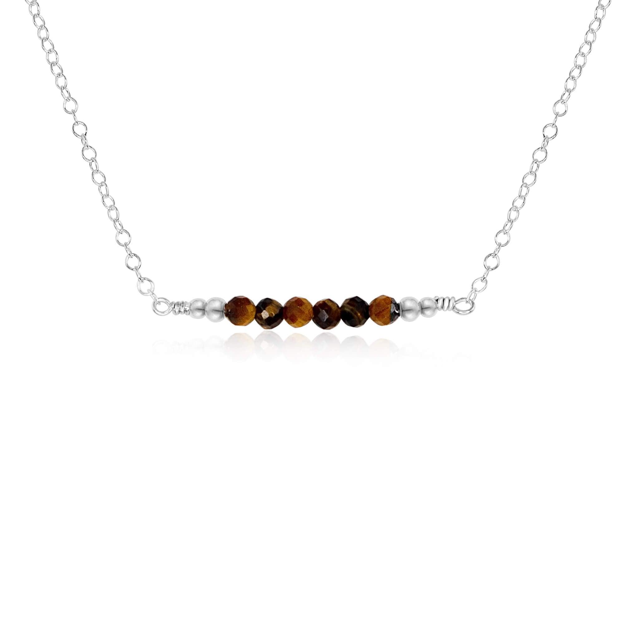 Sparkling Tiger's Eye Faceted Bead Bar Necklace - Elegant Gemstone Jewelry for Women | Perfect for Office Wear, Date Nights & Special Occasions