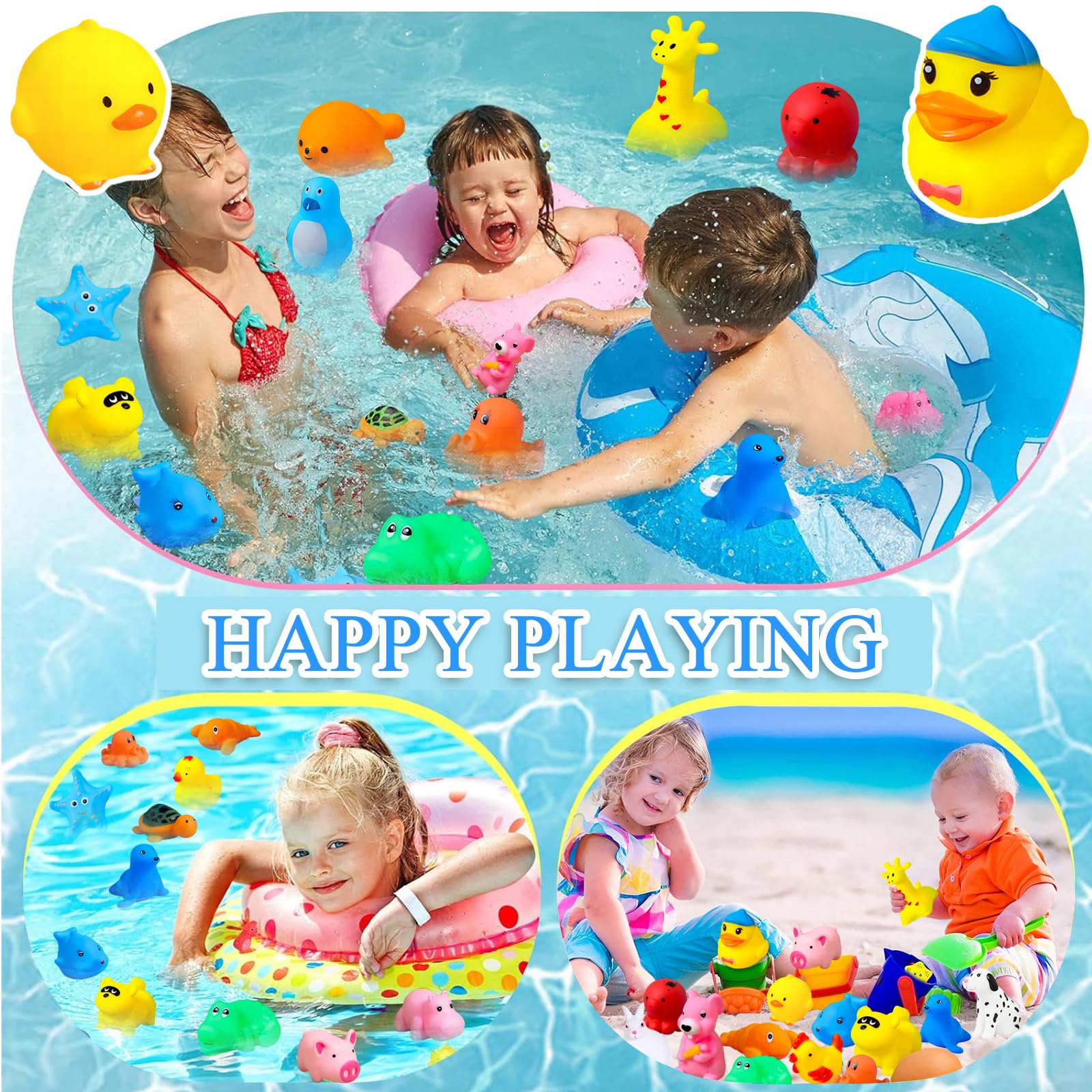 24-Piece Farm & Ocean Animal Baby Bath Toys Set - Rubber Ducks & Sea Creatures for Toddlers & Kids - Water Play Toys for Boys & Girls - Perfect for Bath Time, Summer Beach, Pool Parties & Birthday Favors
