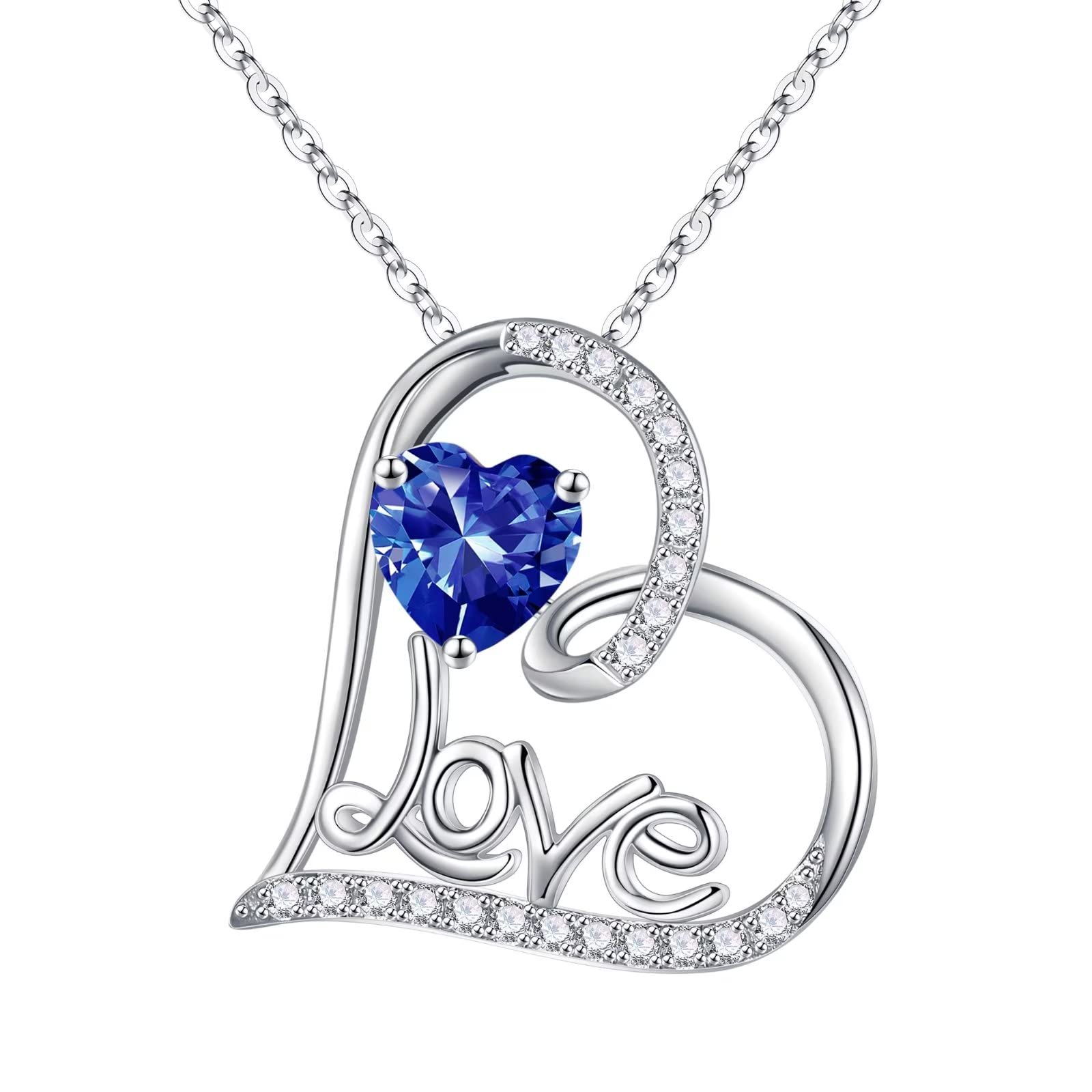 Forever Love Necklace for Women - 925 Sterling Silver Heart Pendant with Birthstone | Anniversary, Christmas, Birthday Gift for Wife, Mom, Girlfriend | Perfect for Romantic Occasions, Valentine's Day & Special Moments