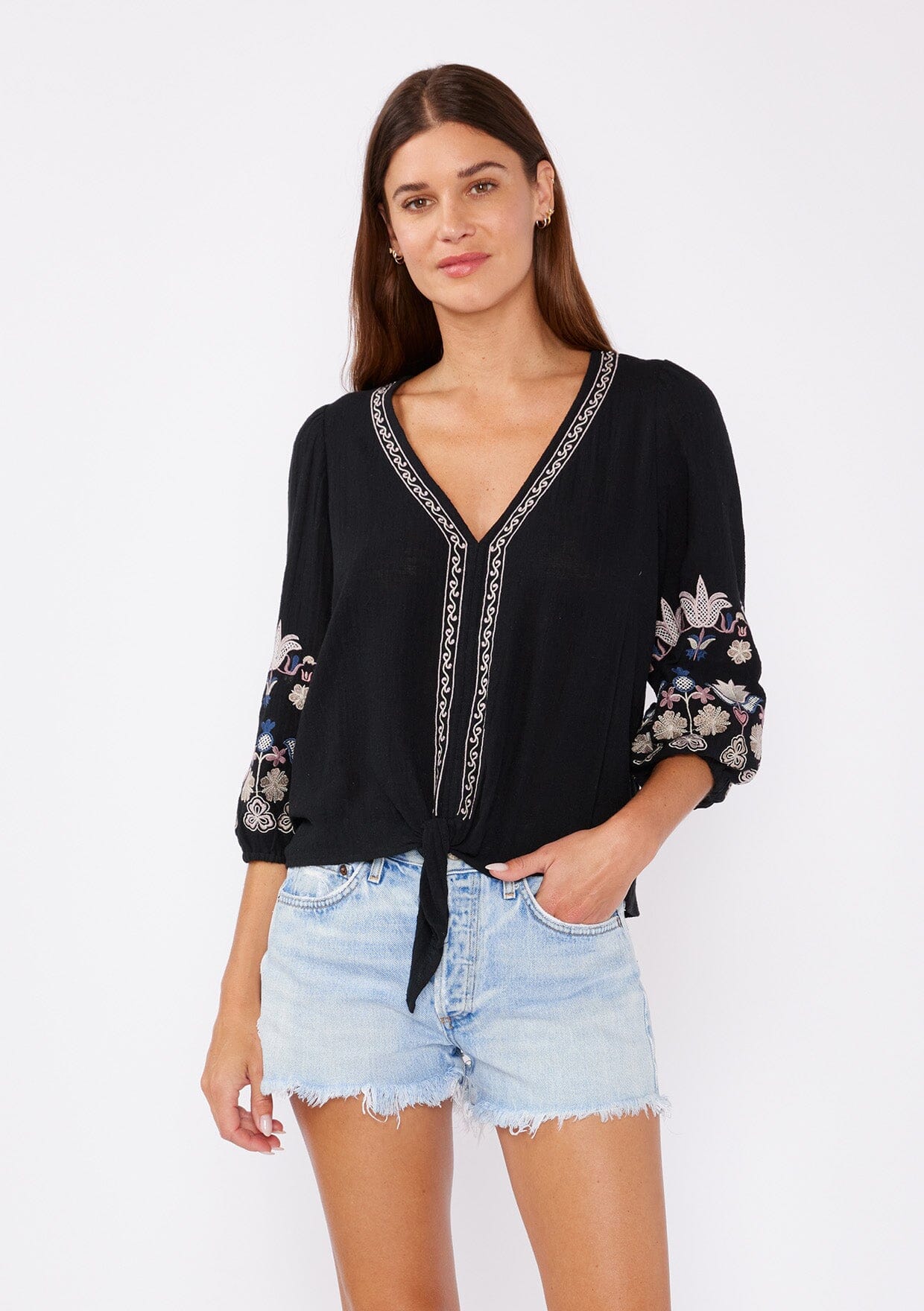 Alina Embroidered Blouse for Women - Elegant Floral Embroidered Top - Boho Chic Blouse for Casual Wear & Special Occasions