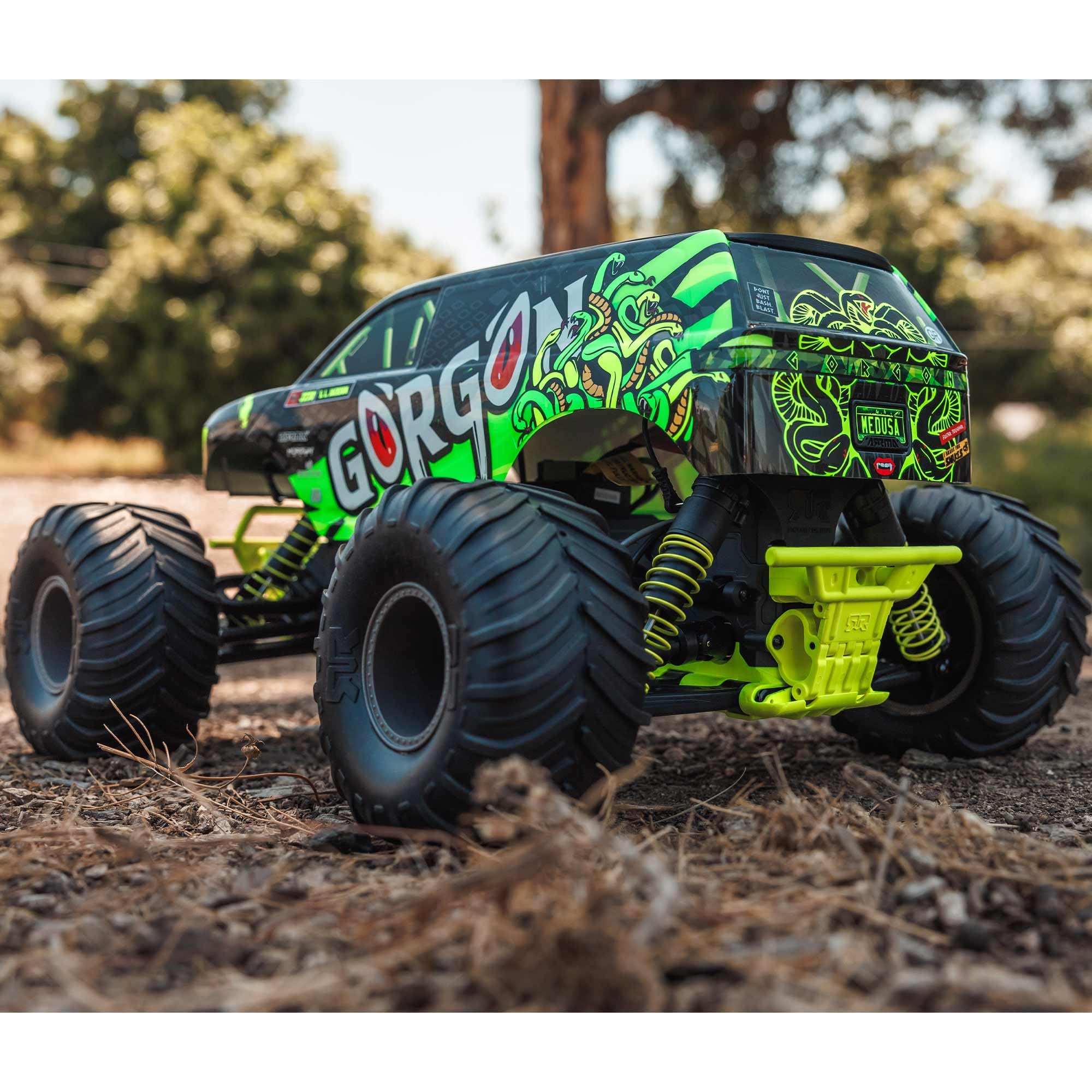 ARRMA Gorgon 1/10 Scale 2WD Monster Truck RTR (Ready-to-Run) with Battery & Charger - Smart 3300 7C S120 USB - Yellow ARA3230ST1 - Perfect for Off-Road Bashing, Backyard Racing & RC Hobby Enthusiasts