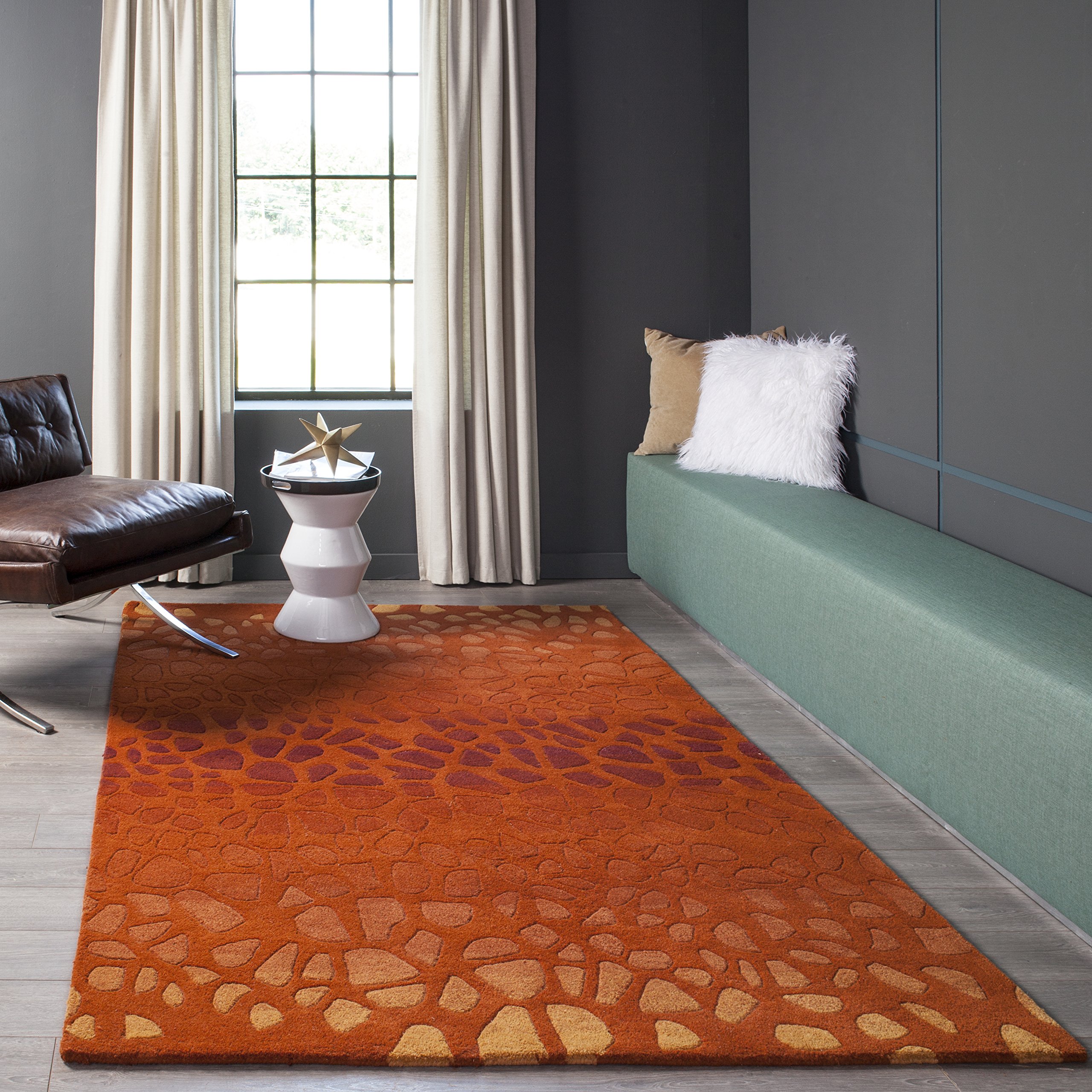 Momeni Delhi Collection 5' x 8' Area Rug in Paprika - Soft Handmade Modern Persian Style Rug for Living Room, Bedroom & Dining Room Decor