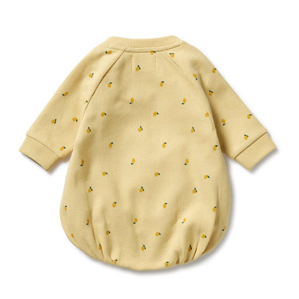 Organic Waffle Bodysuit for Babies - Soft Cotton Little Lemon Print Infant Onesie - Perfect for Newborn Outfits, Baby Shower Gifts & Photo Shoots