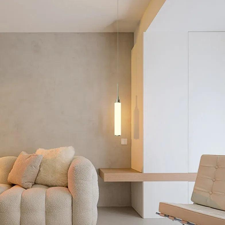 Modern White Cylindrical Pendant Light - Sleek Minimalist Design for Living Room, Dining Room & Bedroom Lighting | Energy Efficient LED Hanging Lamp for Home Decor