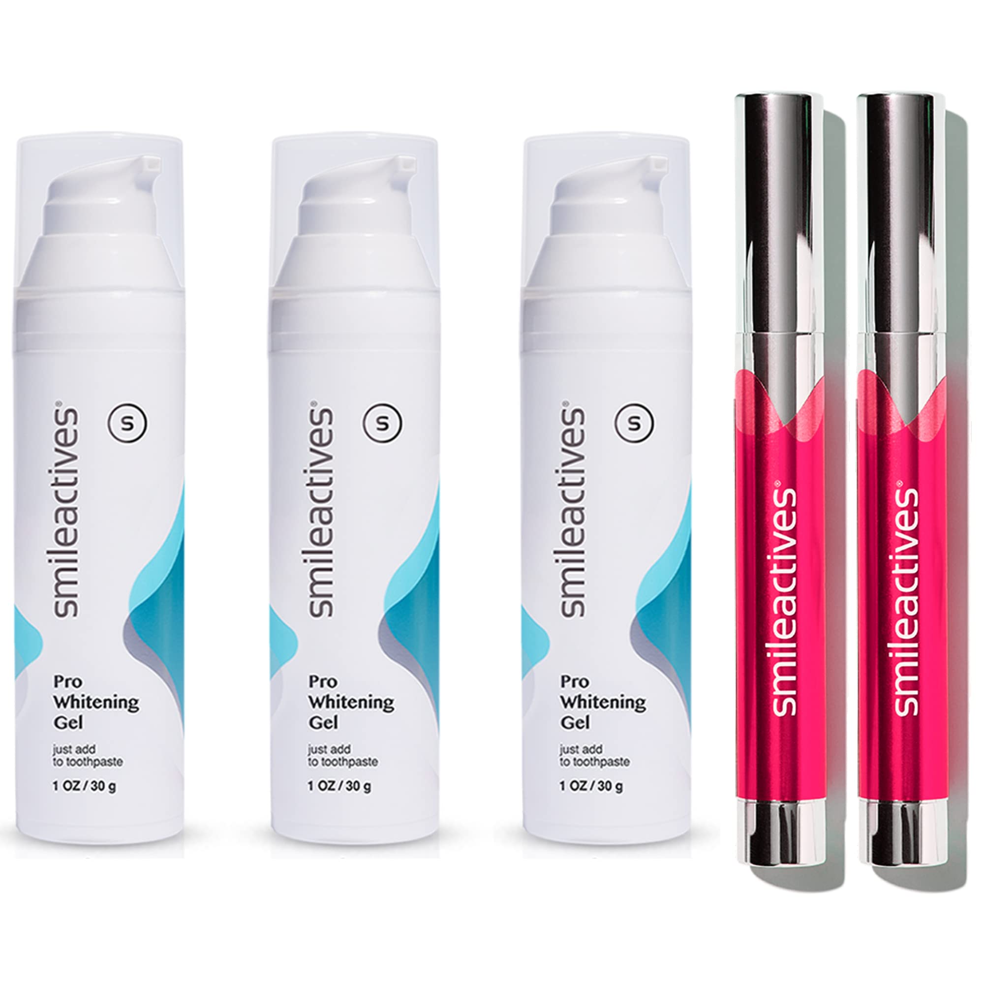 Smileactives 5-Piece Teeth Whitening Kit Bundle - 3 Pack Whitening Gel for Toothpaste + 2 Winterberry Whitening Pens | Professional Teeth Whitening at Home for Brighter Smile | Perfect for Travel, Daily Use & Special Occasions