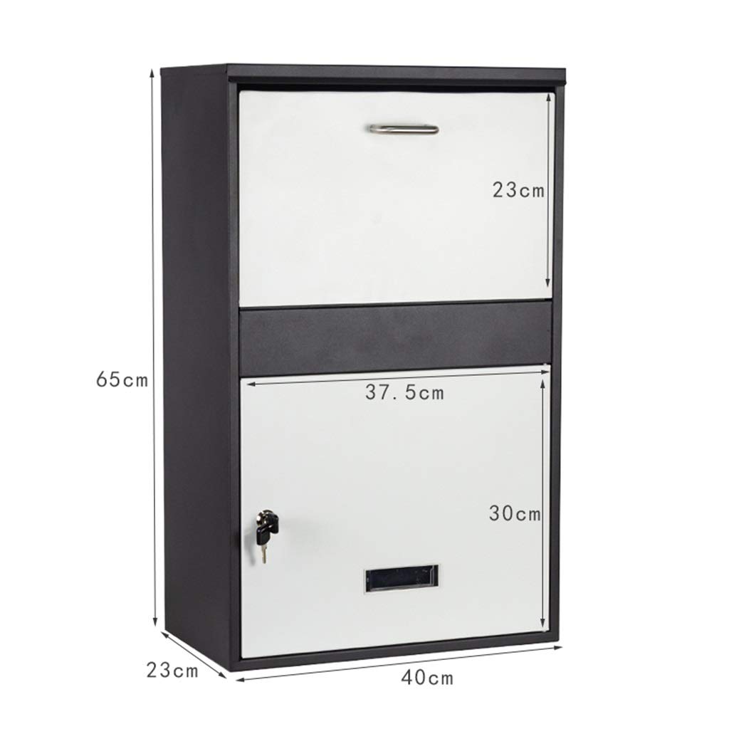 **Large 40x23x65cm Gray Metal Mailbox with Key - Secure Parcel & Newspaper Delivery Box for Porch, Home Improvement, Outdoor Storage - Durable Household Mail Cabinet for Magazines & Packages**