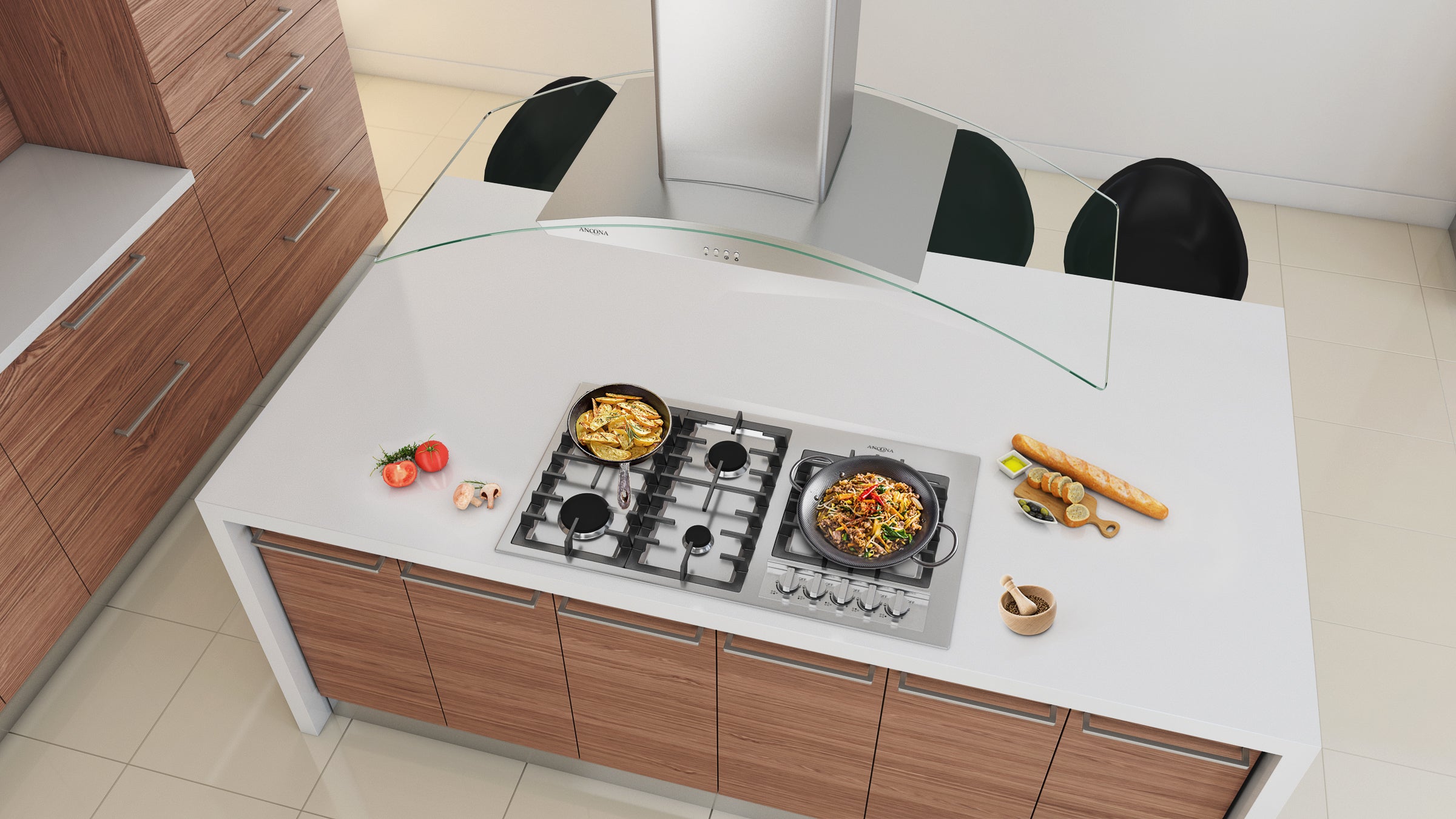 36 Inch 5-Burner Professional Gas Cooktop with Wok Support - Perfect for Home Chefs & Asian Cooking