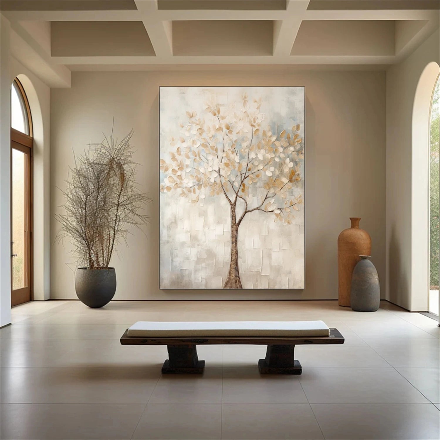 Flower and Tree Painting #FT 208 - Handmade Canvas Wall Art for Home & Office Decor - Perfect for Living Room, Bedroom, or Gift