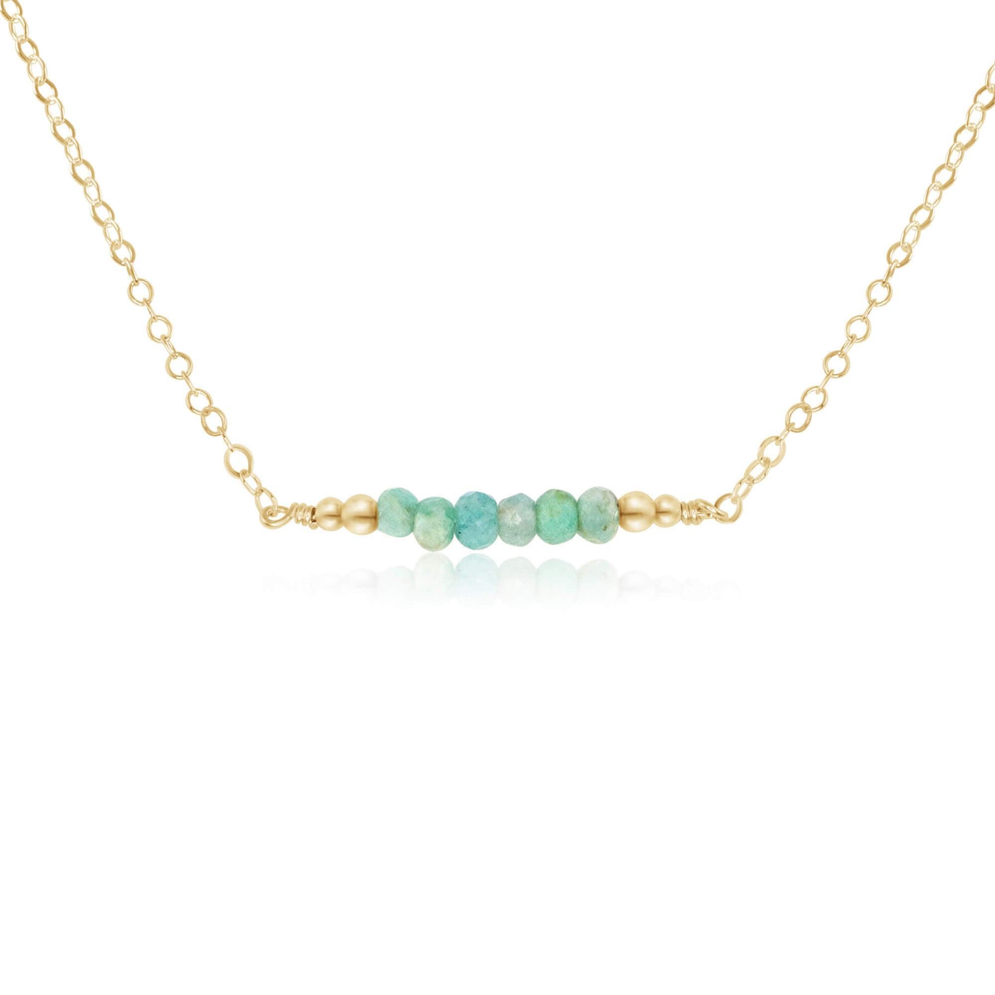 Sparkling Green Amazonite Faceted Bead Bar Necklace for Women | Healing Crystal Jewelry | Boho Chic Accessory for Meditation, Yoga & Spiritual Gifts