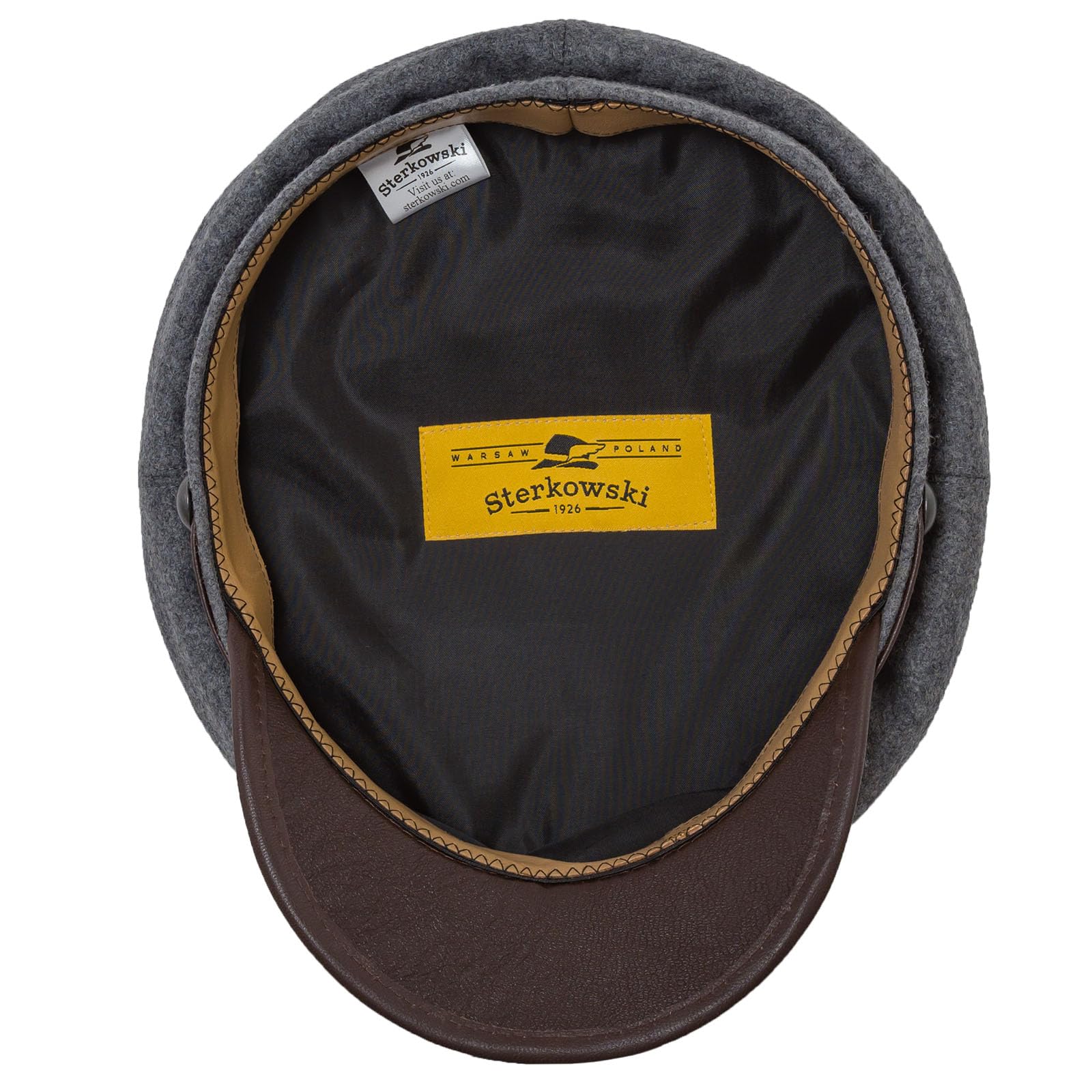 Sterkowski Maciejowka Model 4 Wool Fiddler Cap - Warm Greek Style Hat with Leather Visor for Men & Women | Breathable Winter Beanie for Outdoor Activities, Music Festivals & Casual Wear