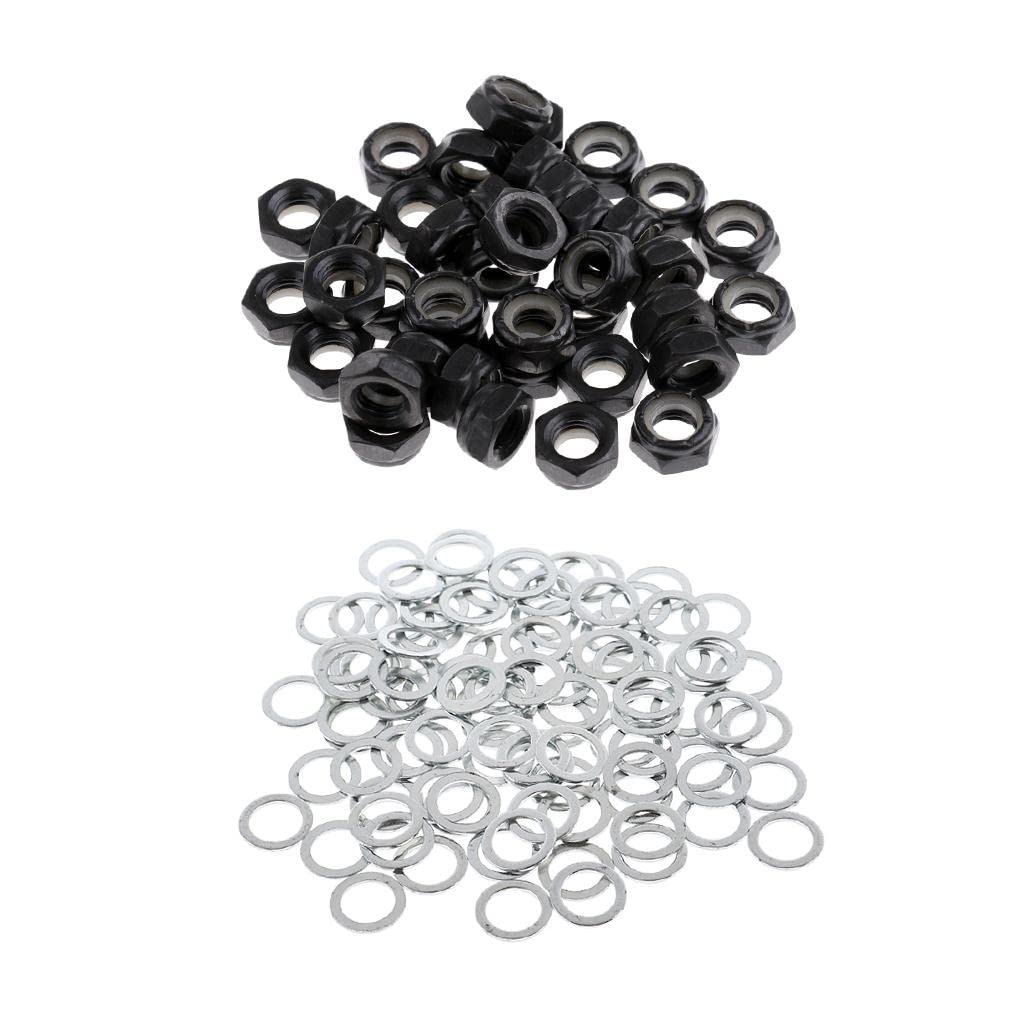 Milageto 140pcs Skateboard Axle Nuts and Washers Set - Premium Longboard Scooter Cruiser Truck Mounting Hardware Accessories - Perfect for Skateboard Maintenance & DIY Repairs
