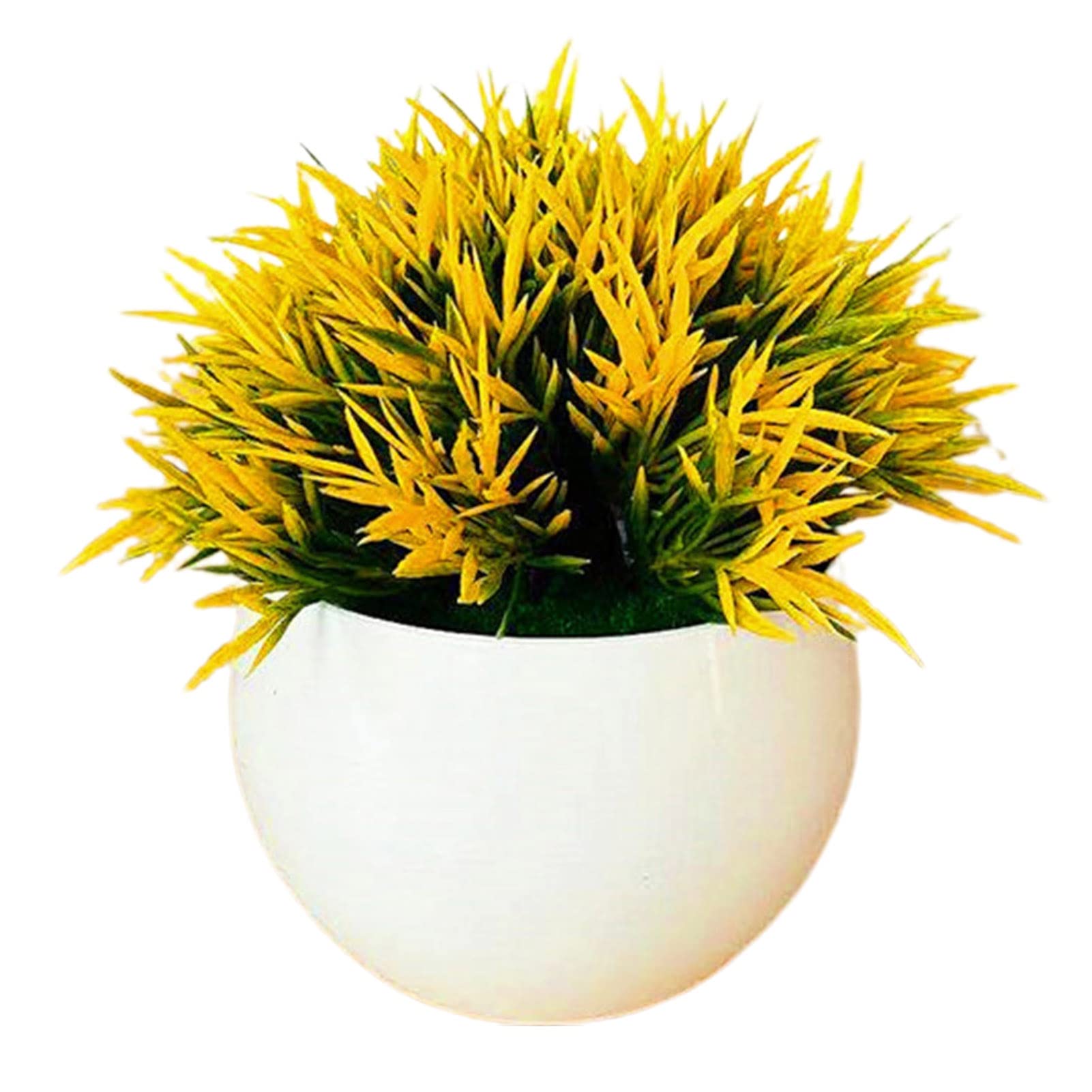 JESEBROD Artificial Plant - Lifelike Plastic Flowers in Pot, Fade-Resistant Office Desk Decor, Realistic Simulation Bonsai for Home & Office - Yellow (Use for Living Room, Bedroom, Workspace Decoration)