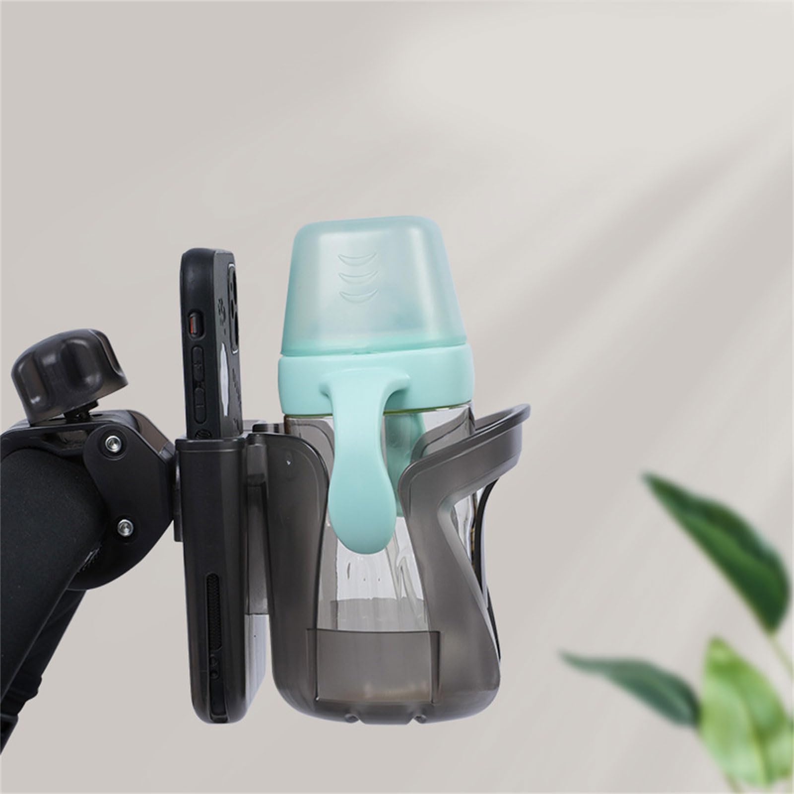 Portable Cup Holder with Smartphone Mount - Adjustable Drink Holder for Strollers, Bikes, Wheelchairs & Shopping Carts - Universal Phone Stand for iPhone, Samsung & More - Perfect for Parents, Commuters & Outdoor Activities