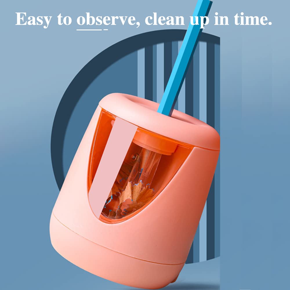 Electric Pencil Sharpener - Fast Sharpening Blade for Colored Pencils (6-8.5mm) with Pencil Saver, Cute Blue Design - Perfect for School, Office & Art Projects