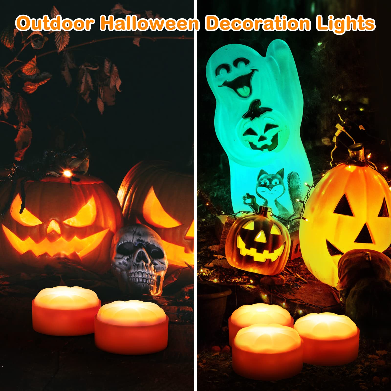 Litake Halloween Pumpkin Lights - 4 Pack LED Jack-O-Lanterns with Flickering Flame Effect, Waterproof Outdoor Decorations with Remote Control & Timer - Perfect for Porch, Yard, and Halloween Party Decor