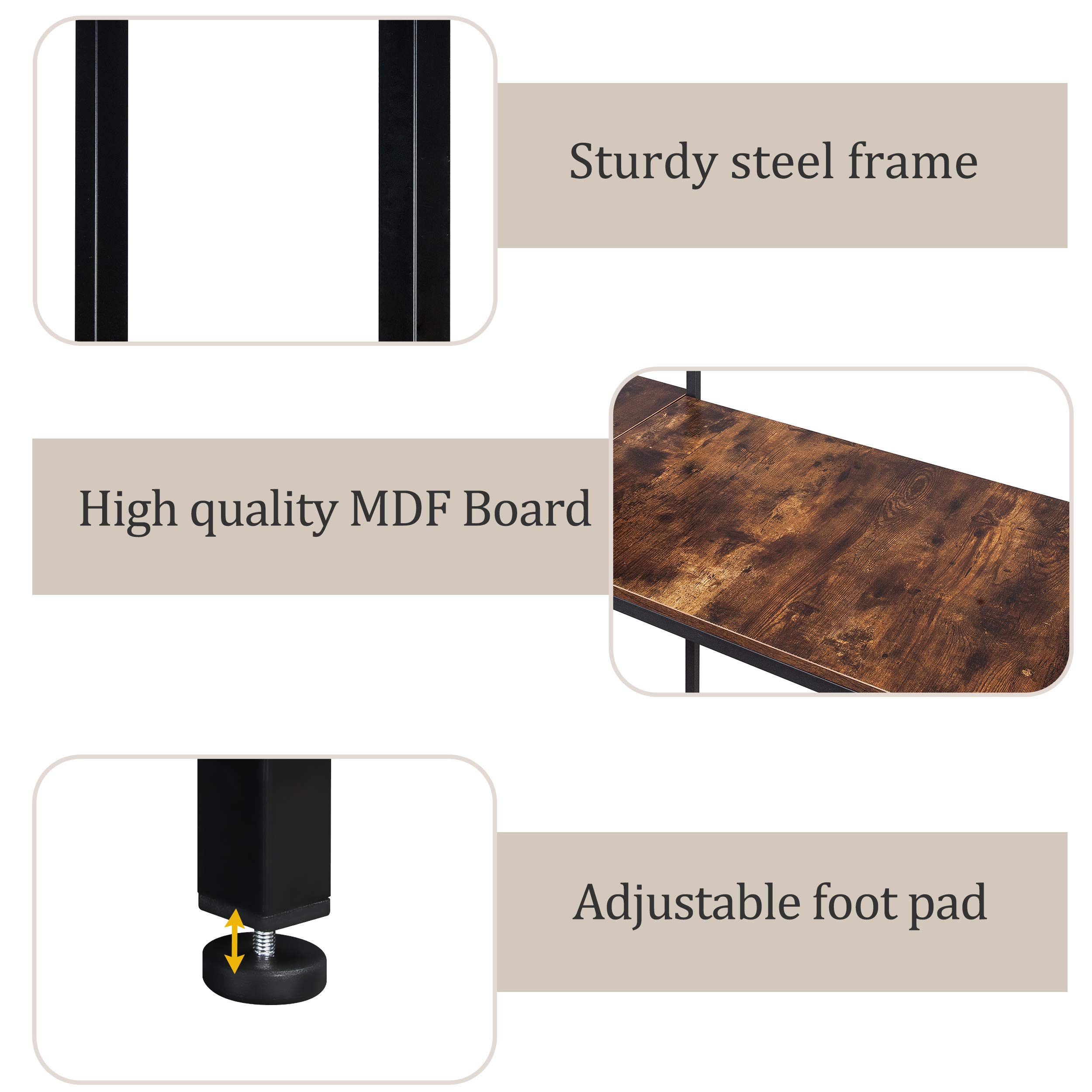 Industrial L-Shaped Computer Desk with 5-Tier Bookshelf - Sturdy Metal Frame & MDF Top - Spacious Workstation for Home Office, Gaming Setup or Dorm Room - Perfect for Remote Work, Online Classes & Small Spaces