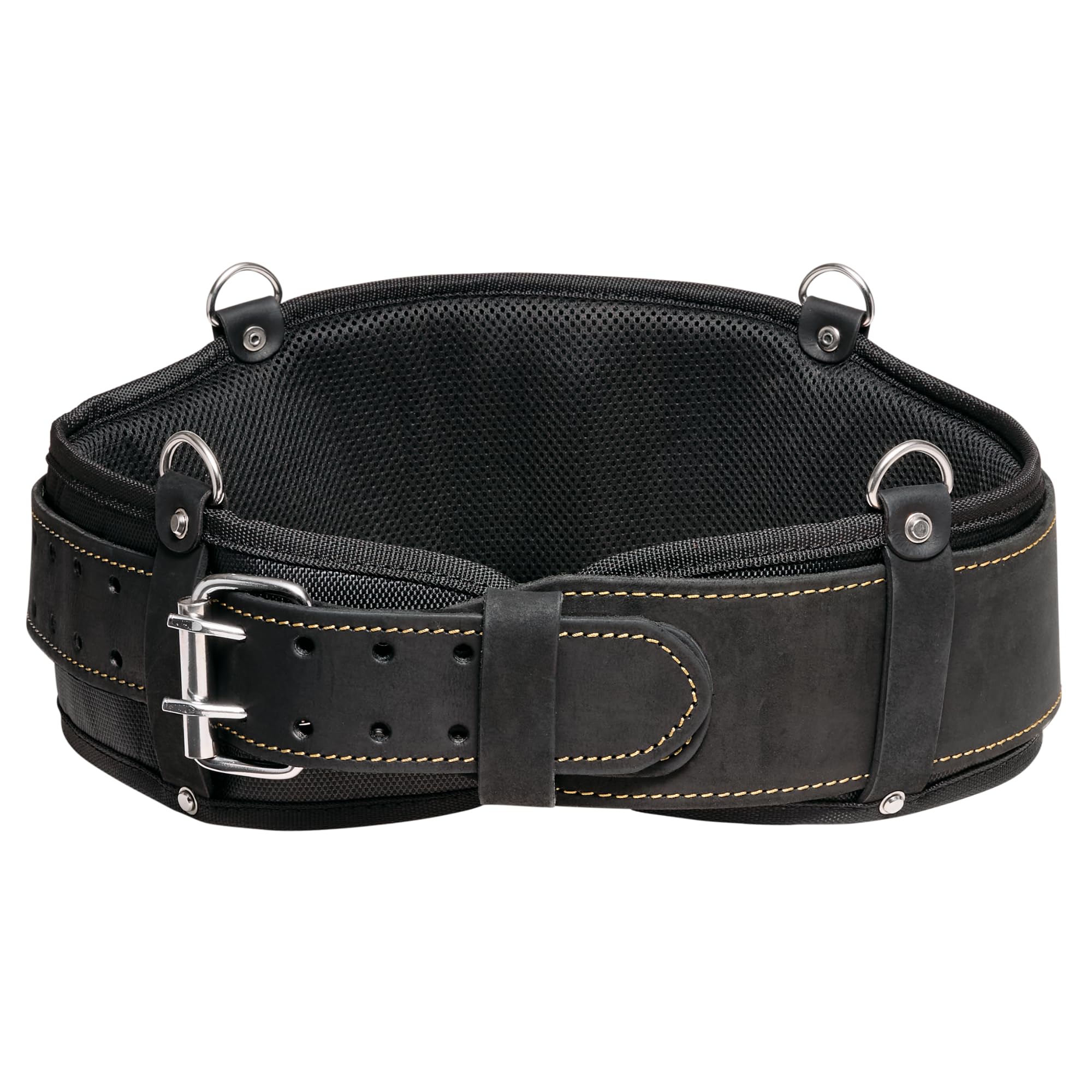 FESA Men's Padded Tool Belt with Leather Back Support - Breathable Nylon Padding Work Belt for Electricians & Construction Workers (35