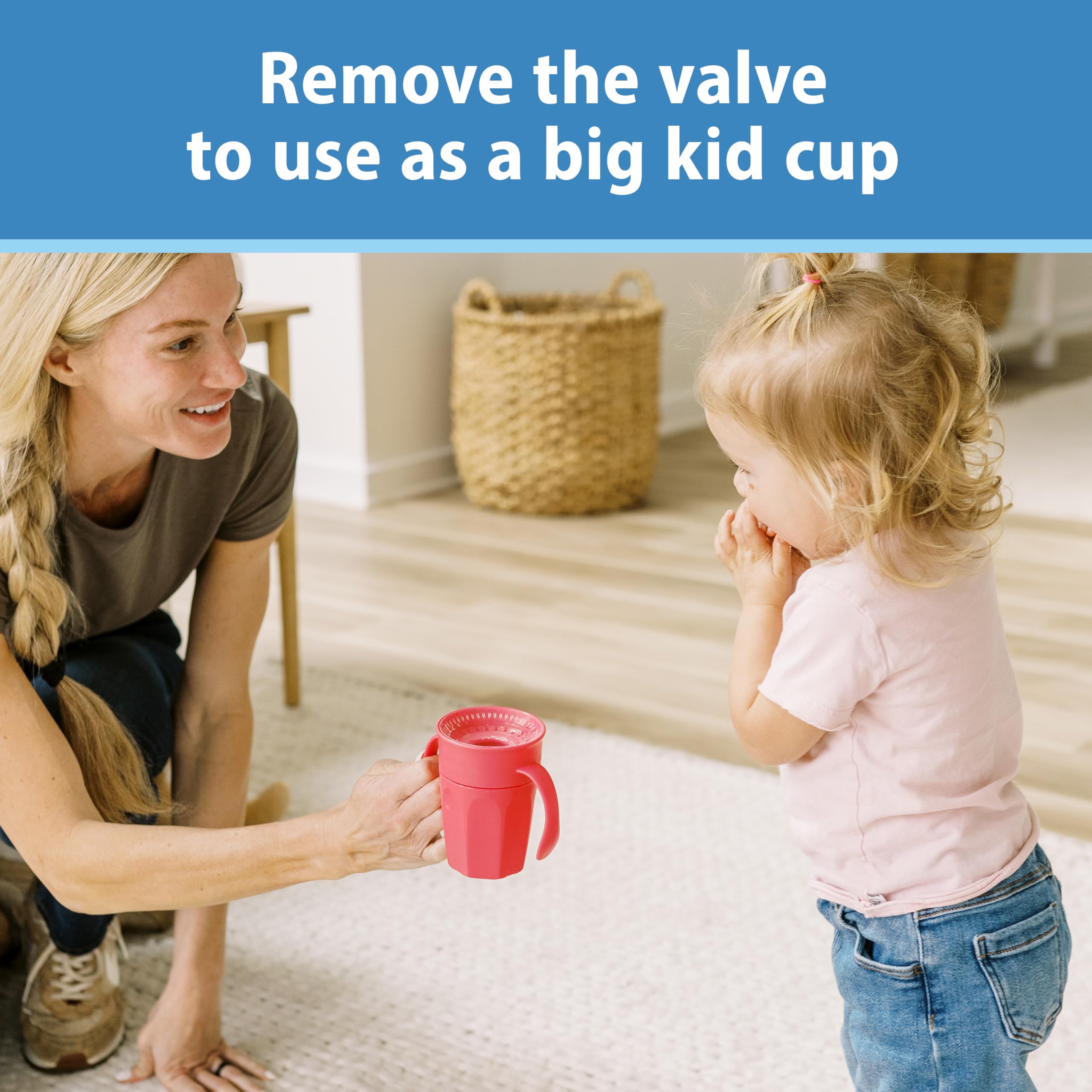 Dr. Brown's Milestones Cheers 360 Spoutless Sippy Cup with Handles - 7oz/200ml Leak-Proof Transition Cup for Babies 6+ Months - BPA-Free, Easy Grip Design (Pink) - Perfect for On-the-Go Feeding & Learning Independent Drinking Skills