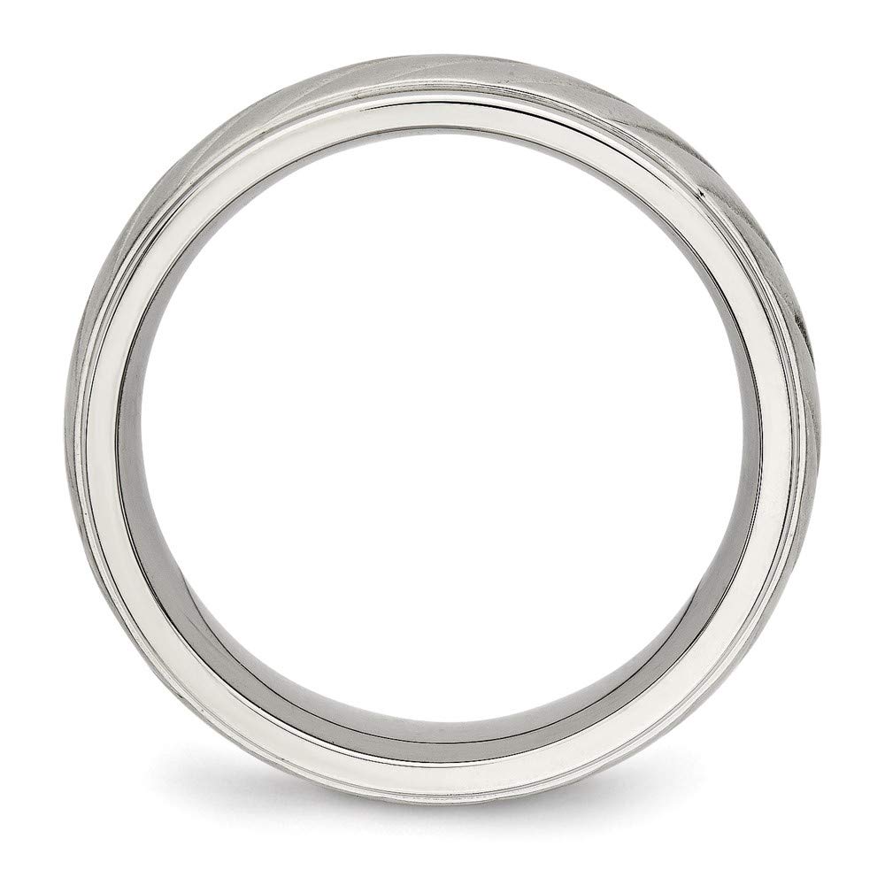 Stainless Steel Brushed & Polished Grooved Ring for Women - Elegant Fine Jewelry Gift for Her - Perfect for Anniversary, Birthday, Valentine's Day & Special Occasions