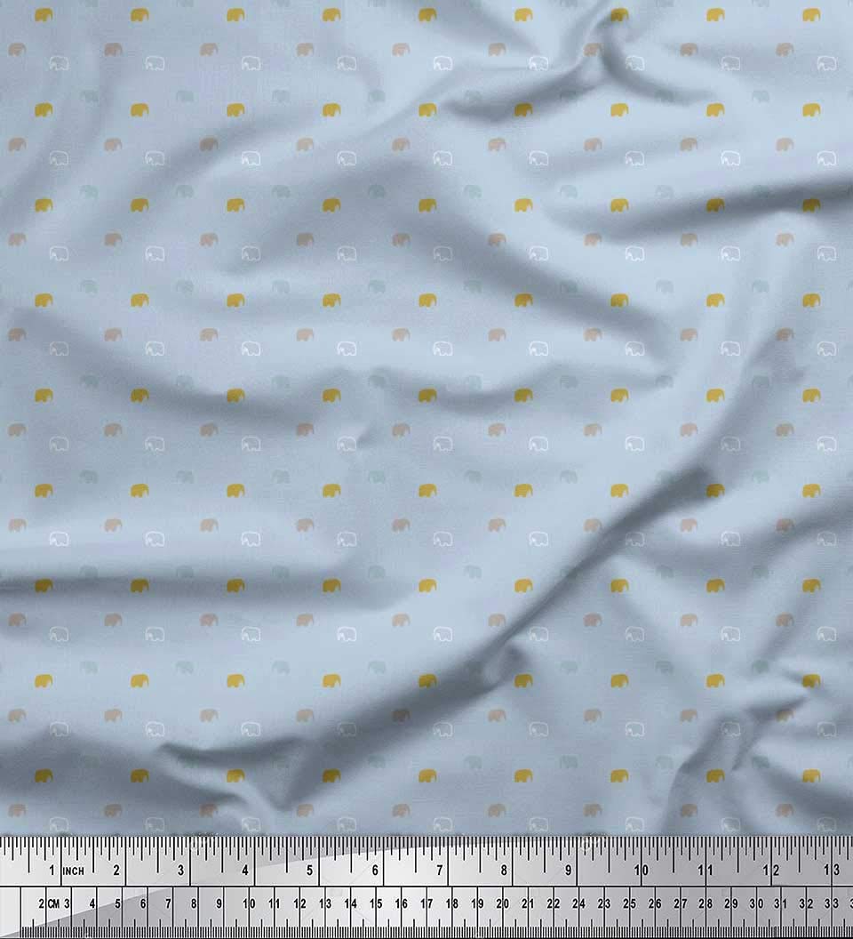 Soimoi Moss Georgette Brown Fabric by The Yard - 42 Inch Wide Baby Elephant Printed Cotton Shirting Fabric for Dresses, Blouses & DIY Sewing Projects - Elegant Animal Print Material for Women's Fashion