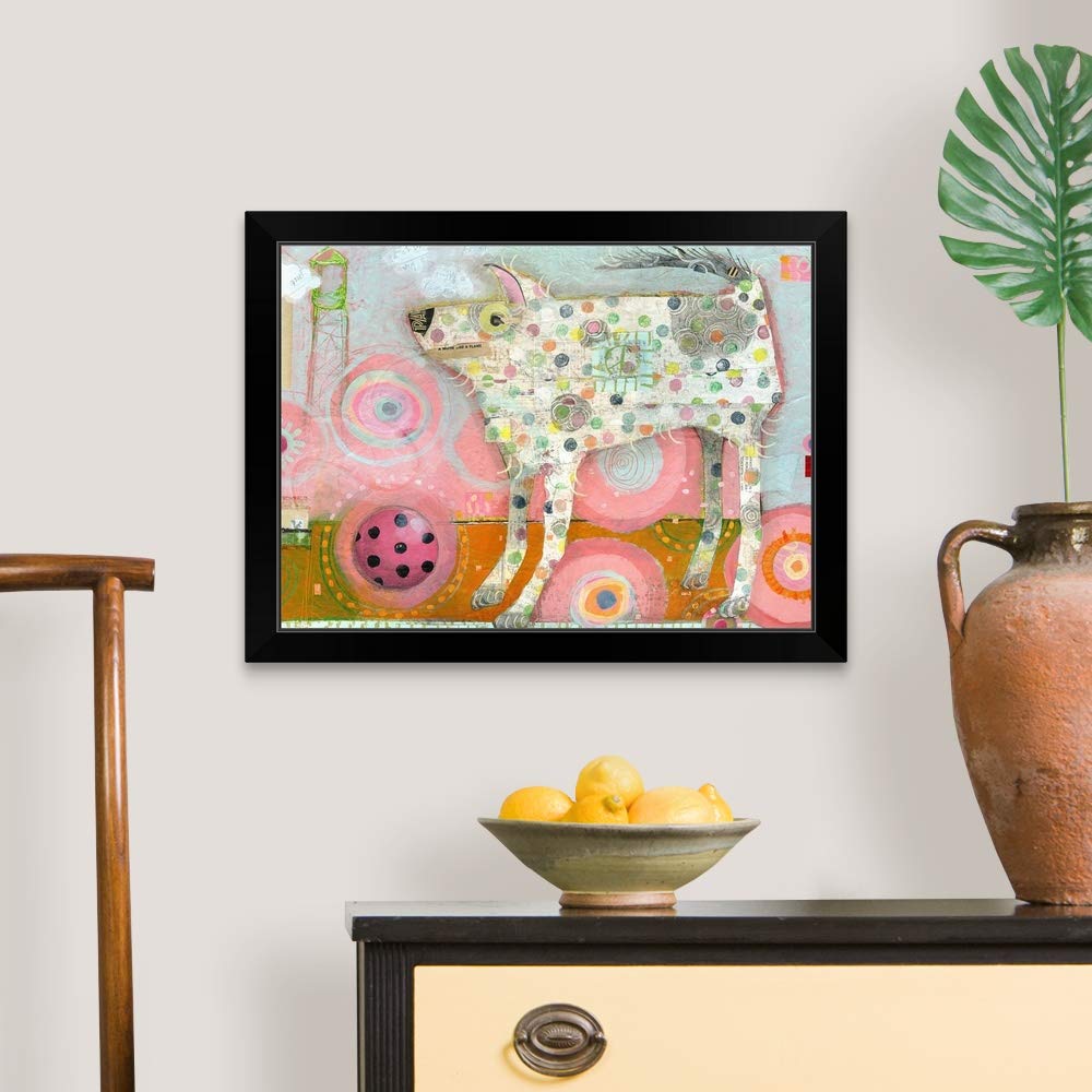 Distraction Black Framed Dog Art Print - Modern Pet Wall Decor for Living Room, Bedroom & Office
