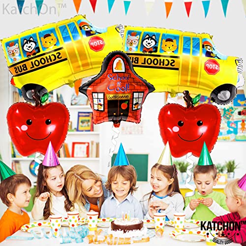 KatchOn Back to School Balloons Set - Pack of 5 | Classroom Decorations for First Day of School | School Bus & Apple Balloons | Perfect for School Parties, Teacher Welcome Decor & Classroom Door Displays