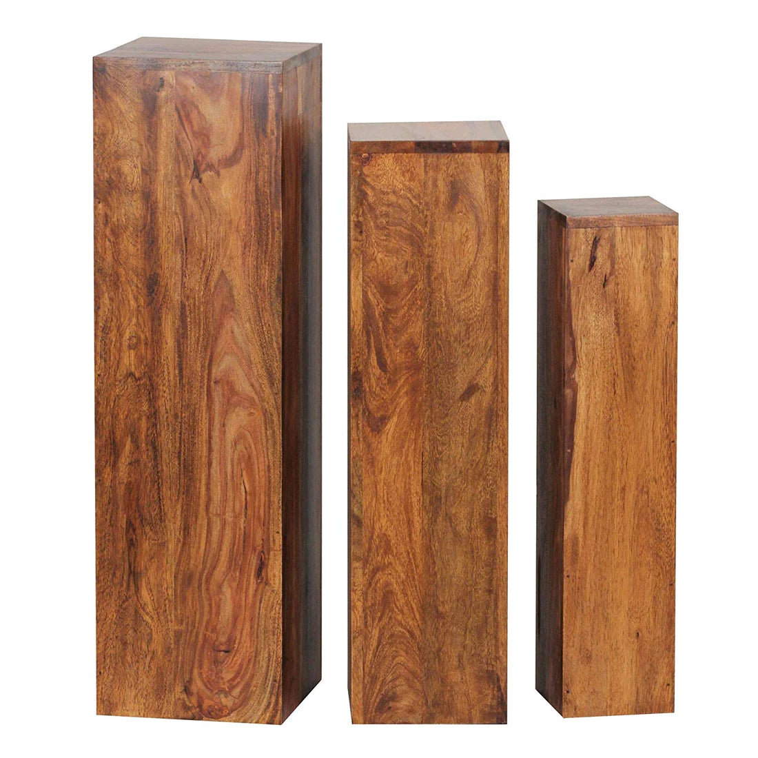 Premium Solid Sheesham Wood Nesting Table Set of 3 - Space-Saving Side Tables for Living Room, Bedroom, or Office - Modern Home Decor Furniture