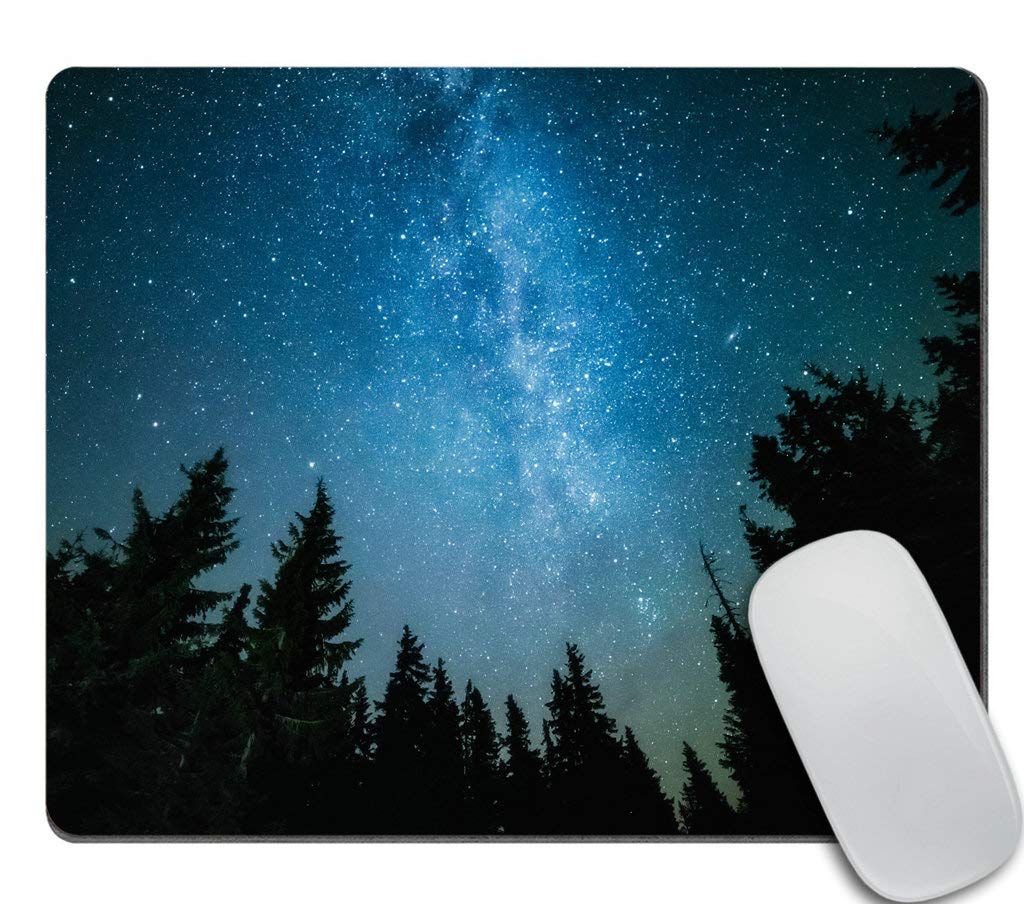Galaxy & Forest Night Sky Mouse Pad - Non-Slip Rubber Gaming Mouse Mat with Milky Way & Trees Design | Perfect for Office, Gaming & Home Computer Setup