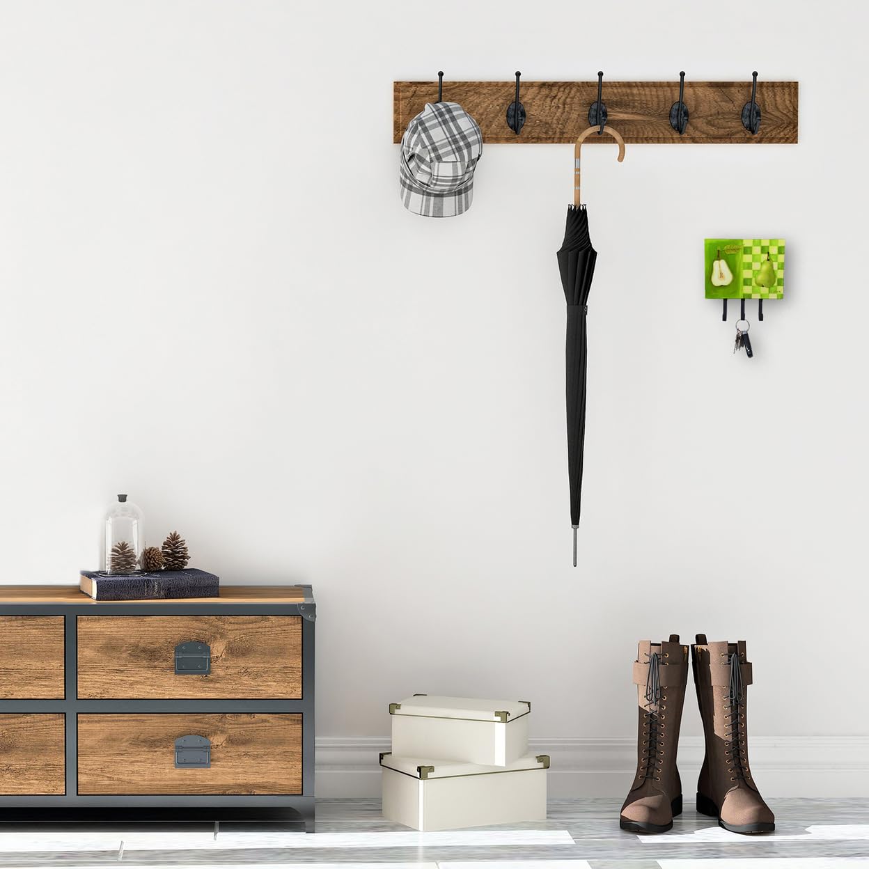 Ute Nuhn Pear Design Large Multicolor Leash & Key Holder - Wall Mounted Home Entryway Organizer for Dogs, Keys & Accessories | Caroline's Treasures WHW0121TH68