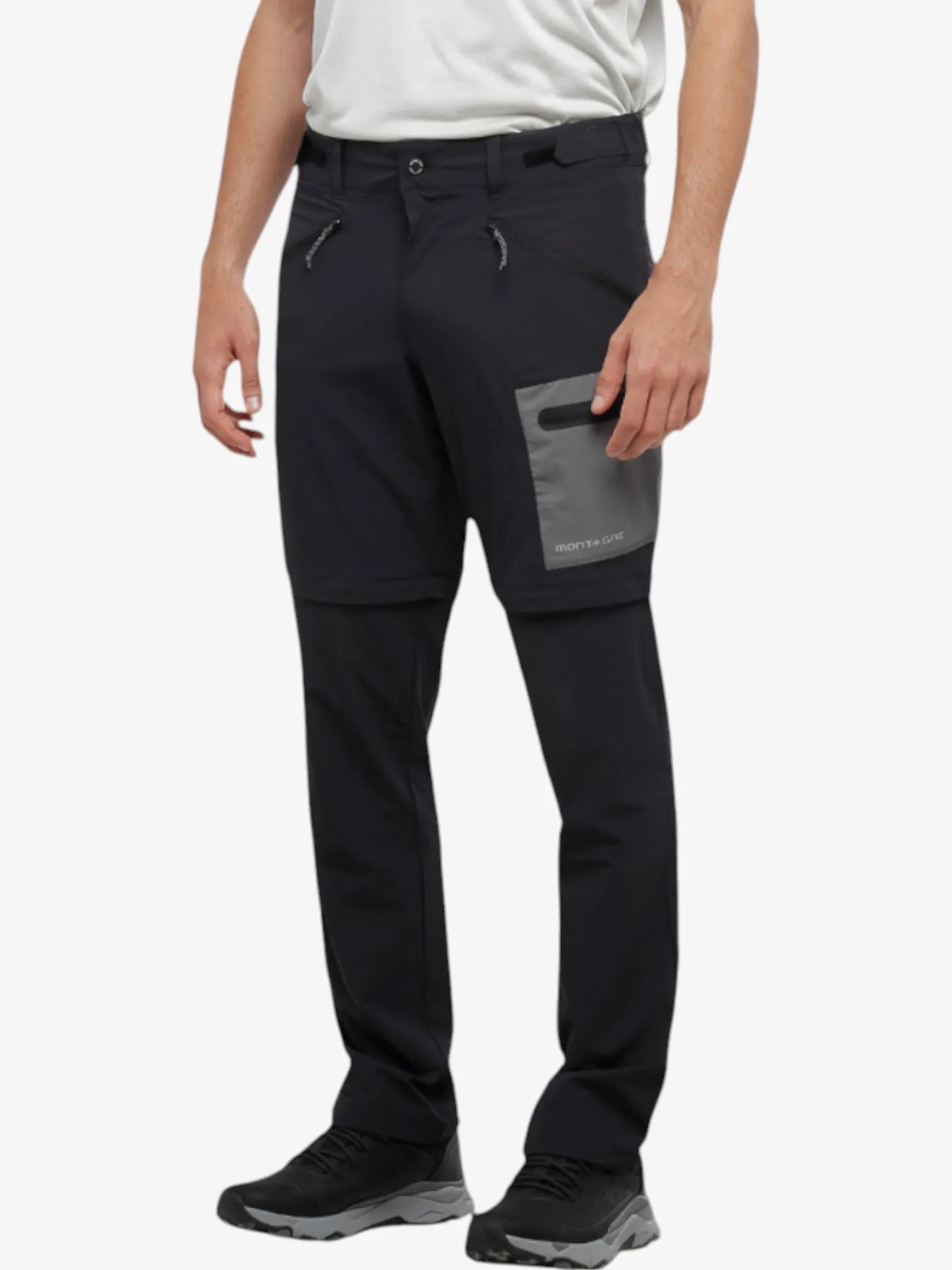 Men's Convertible Hiking Pants - Rex Trekking Detachable Outdoor Pants for Camping & Travel - Lightweight Quick-Dry Water-Resistant Black Hiking Trousers