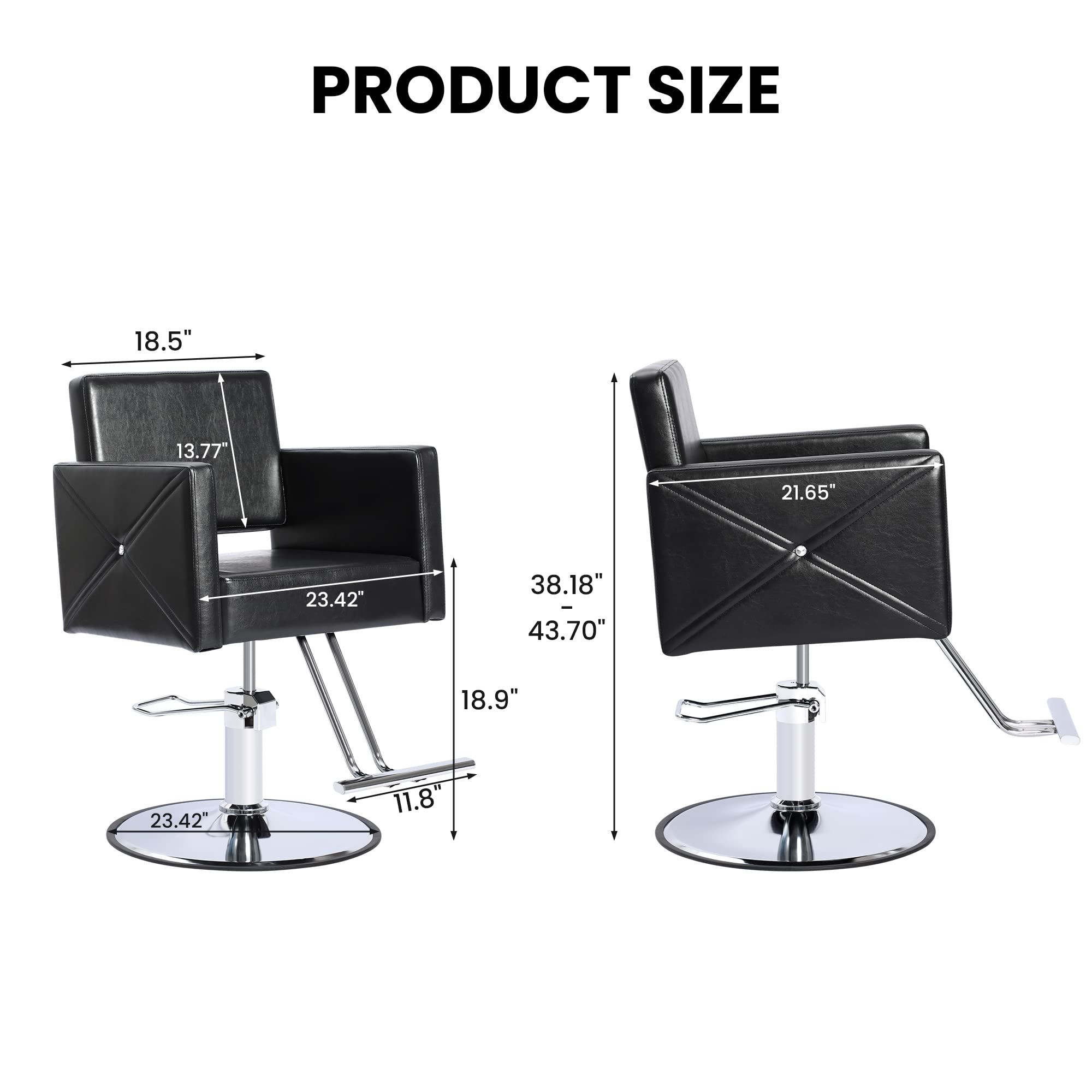 Professional Hydraulic Barber Chair - 360° Swivel Adjustable Styling Salon Chair with Height Adjustment for Hairdressers & Shampoo Stations (Black) | Perfect for Hair Salons, Barber Shops & Home Styling Studios