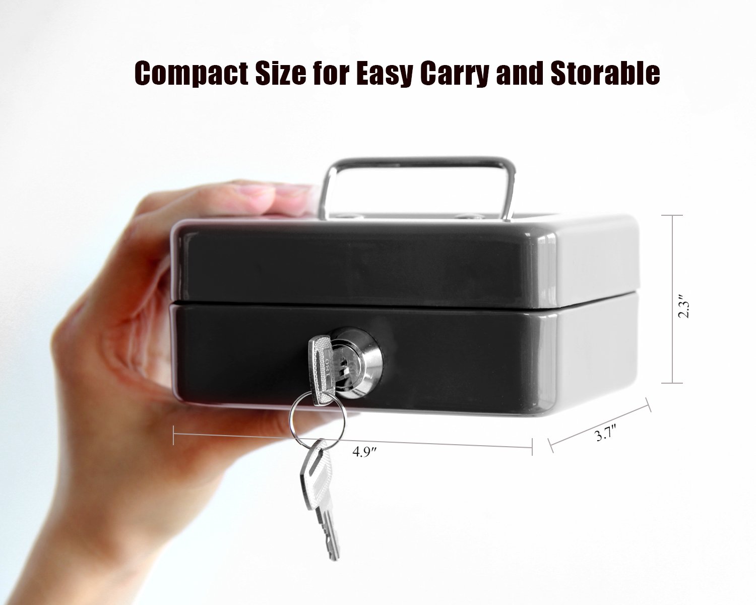 Jssmst Small Metal Cash Box with Lock & Coin Slot - Secure Black Money Bank for Home, Office & Retail (SMCB0301N) - Perfect for Storing Cash, Coins, Valuables & Important Documents