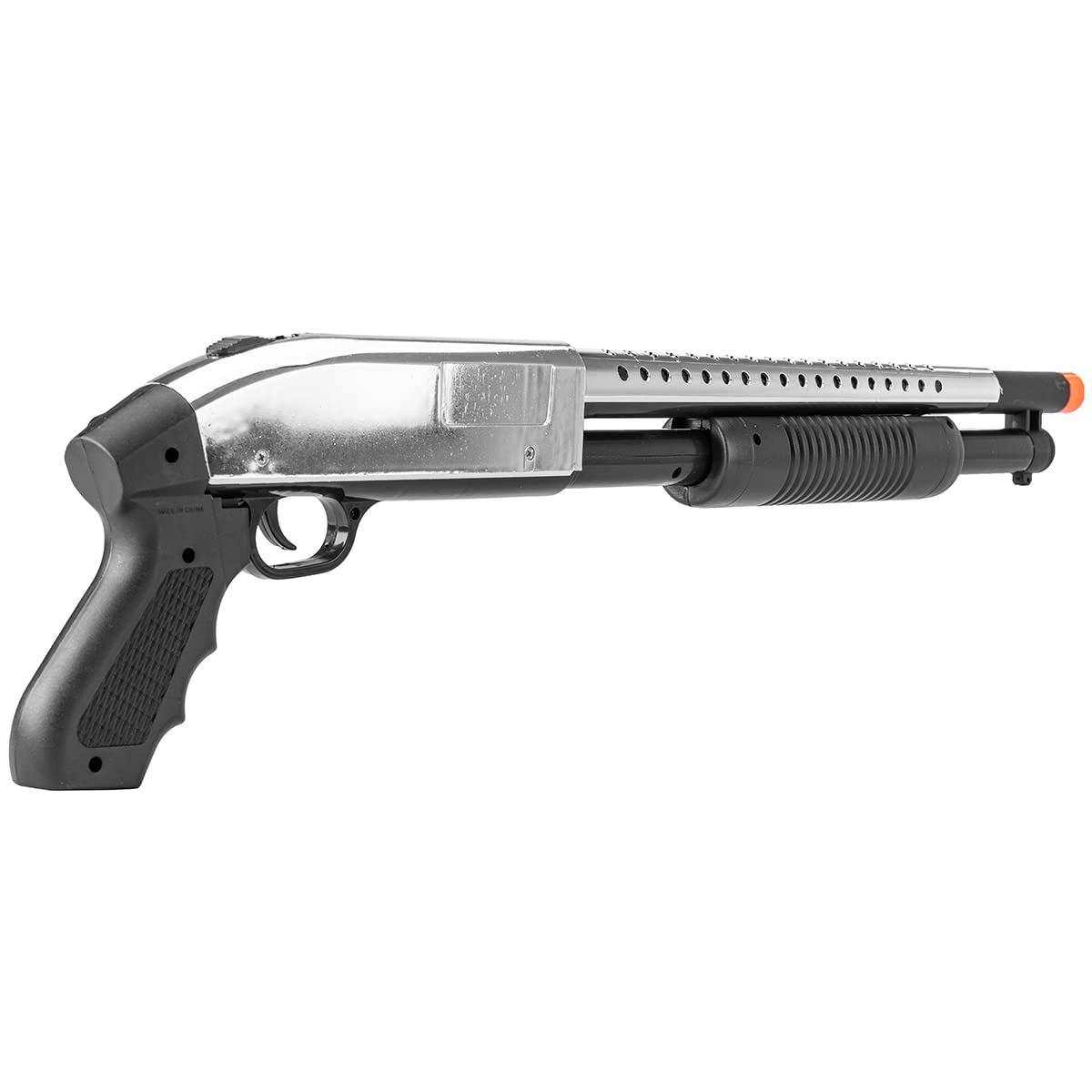 Silver Spring Single Shot Airsoft Shotgun - Compact Black Spring-Powered Airsoft Pistol for Target Practice & Outdoor Shooting Games