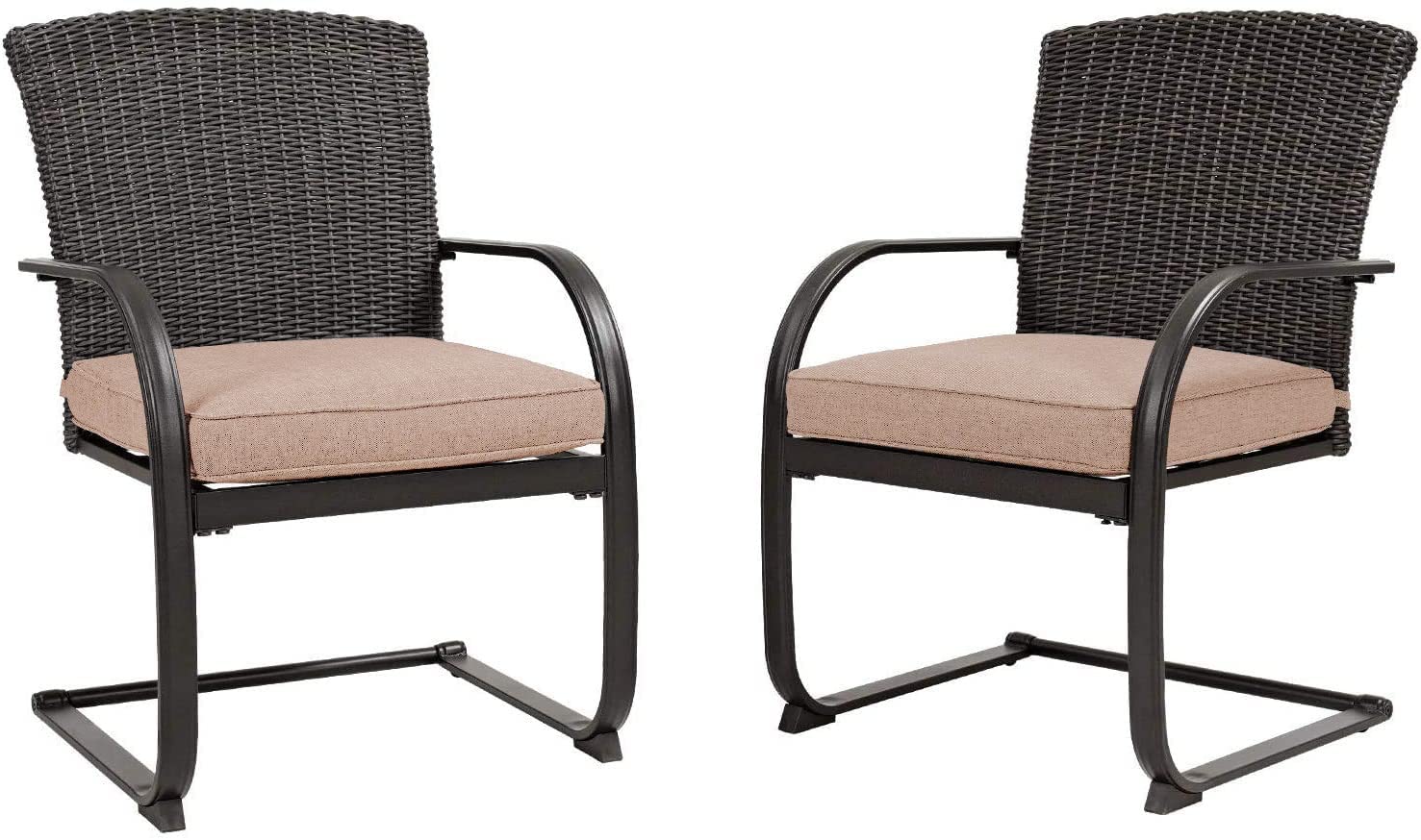**Grand Patio 2-Piece All-Weather Wicker Dining Chair Set with Cushions – Outdoor Patio Furniture for Garden, Poolside, Backyard & Lawn – Beige – Perfect for Relaxing & Entertaining**