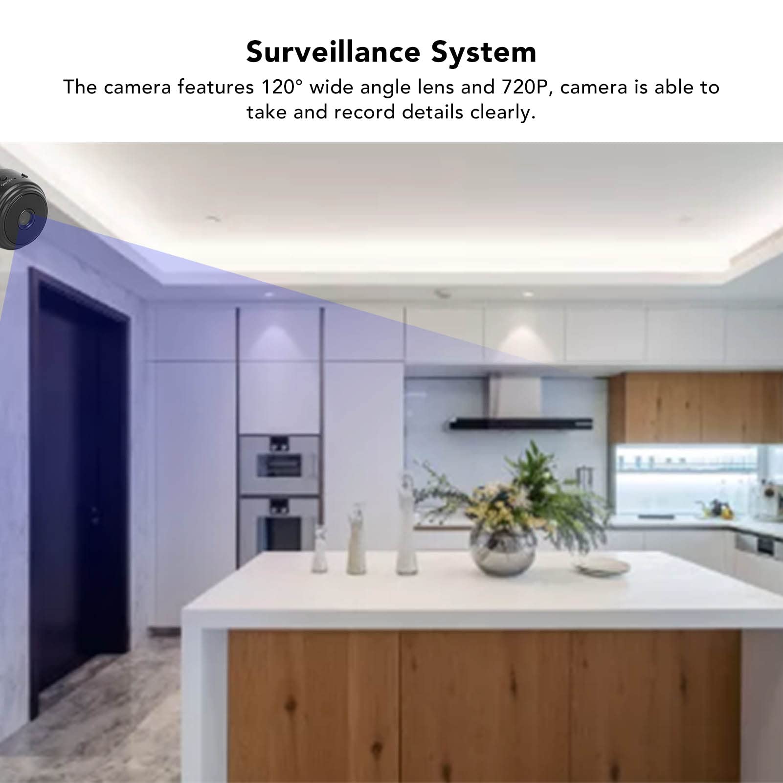 Mini Security Camera 720P HD - Indoor/Outdoor WiFi Surveillance Camera with 120° Wide Angle, Night Vision & Motion Detection - Ideal for Home, Baby Monitor & Elderly Care