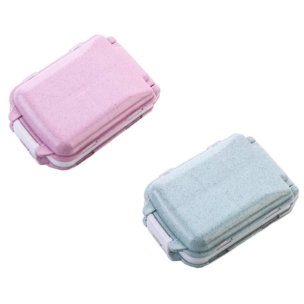 2 Pack Plastic Pill Organizer Travel Medicine Case - Portable Pill Box Storage Container for Daily Medication, Vitamins & Supplements - Perfect for Home, Office, Travel & Emergency Kits