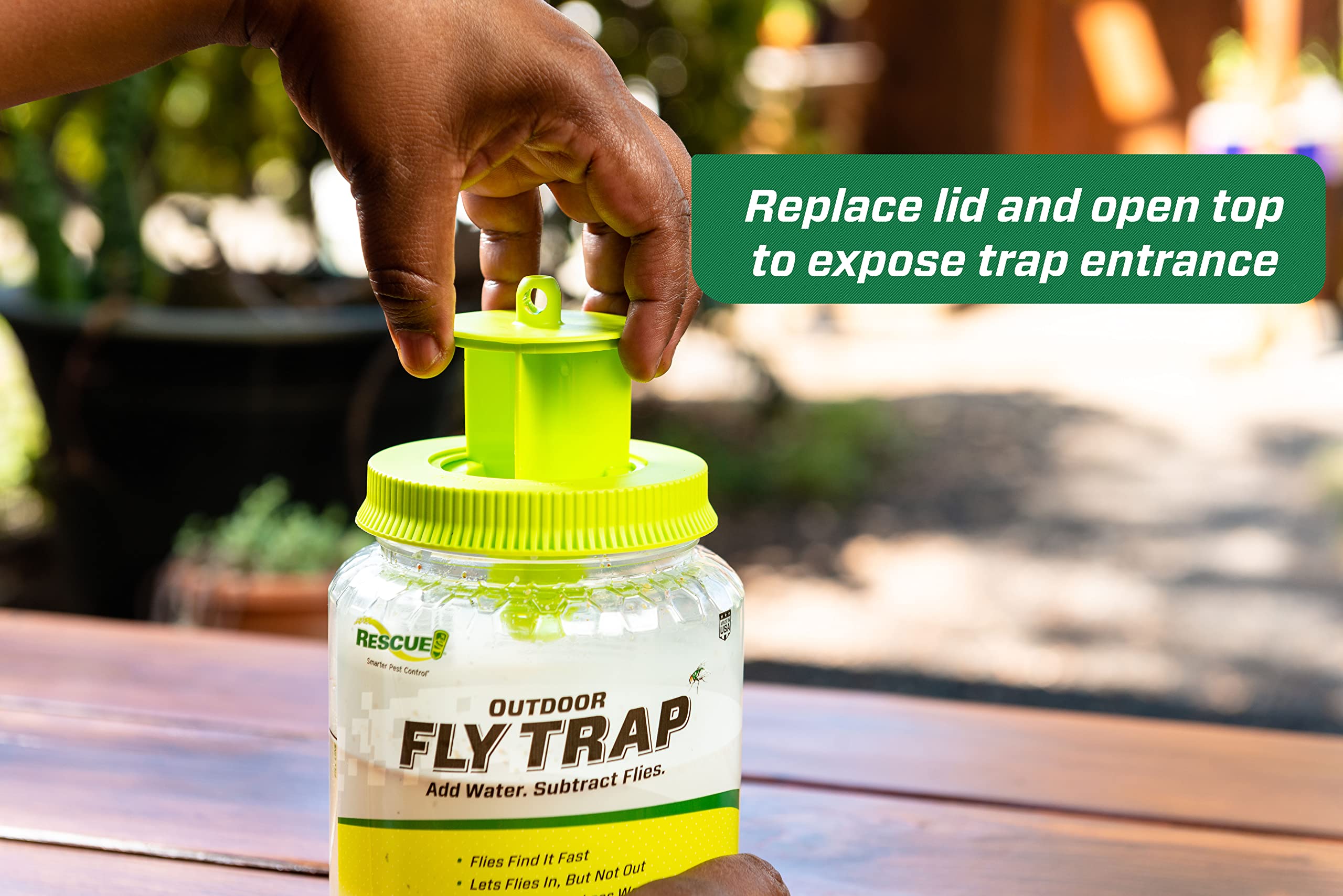 RESCUE! Outdoor Fly Trap - Reusable Hanging Fly Catcher for Backyard, Garden & Patio - Natural Fly Control for Outdoor Spaces