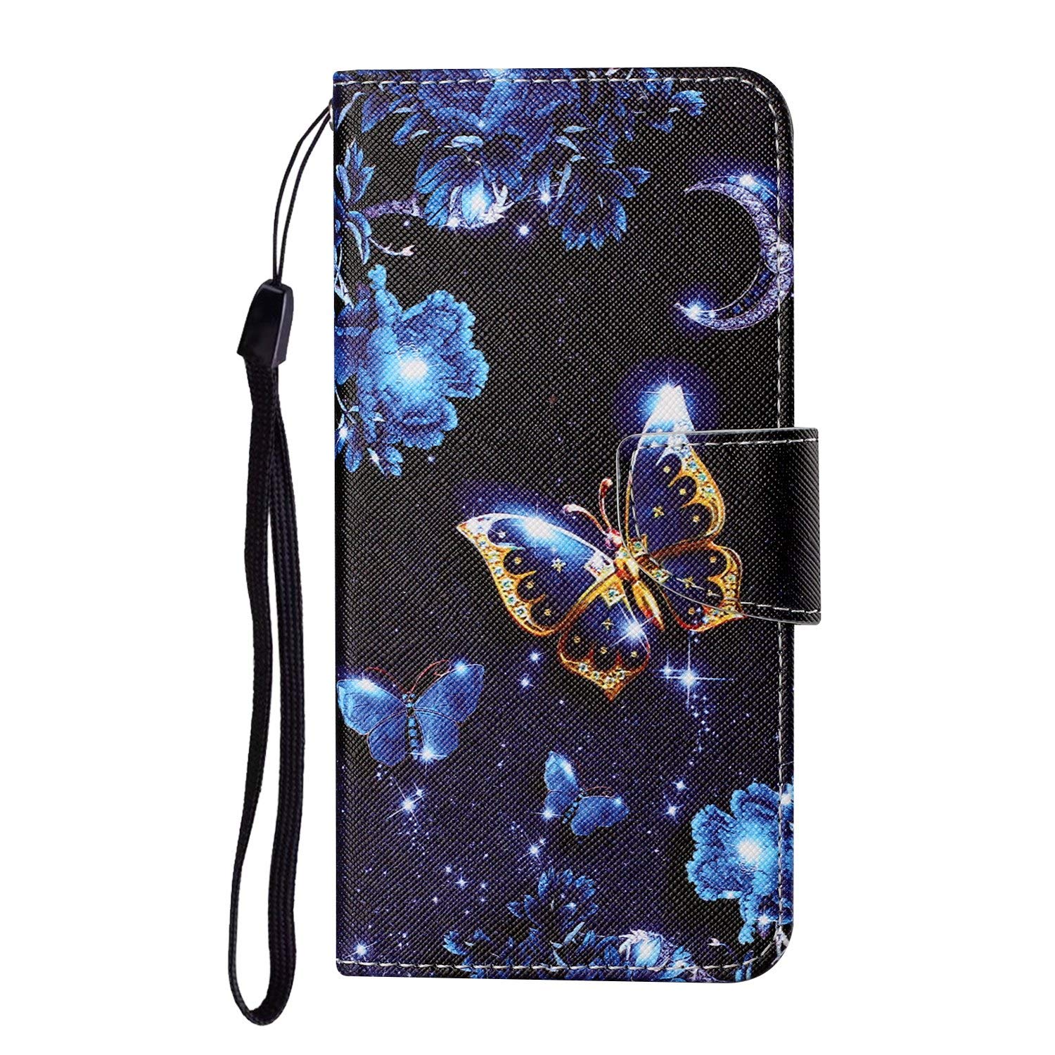 Premium PU Leather Flip Cover Wallet Case for Vivo Y21 - Magnetic Stand, Card Slots & Shockproof TPU Bumper | Starry Butterfly Design | Perfect for Work, Travel & Everyday Protection