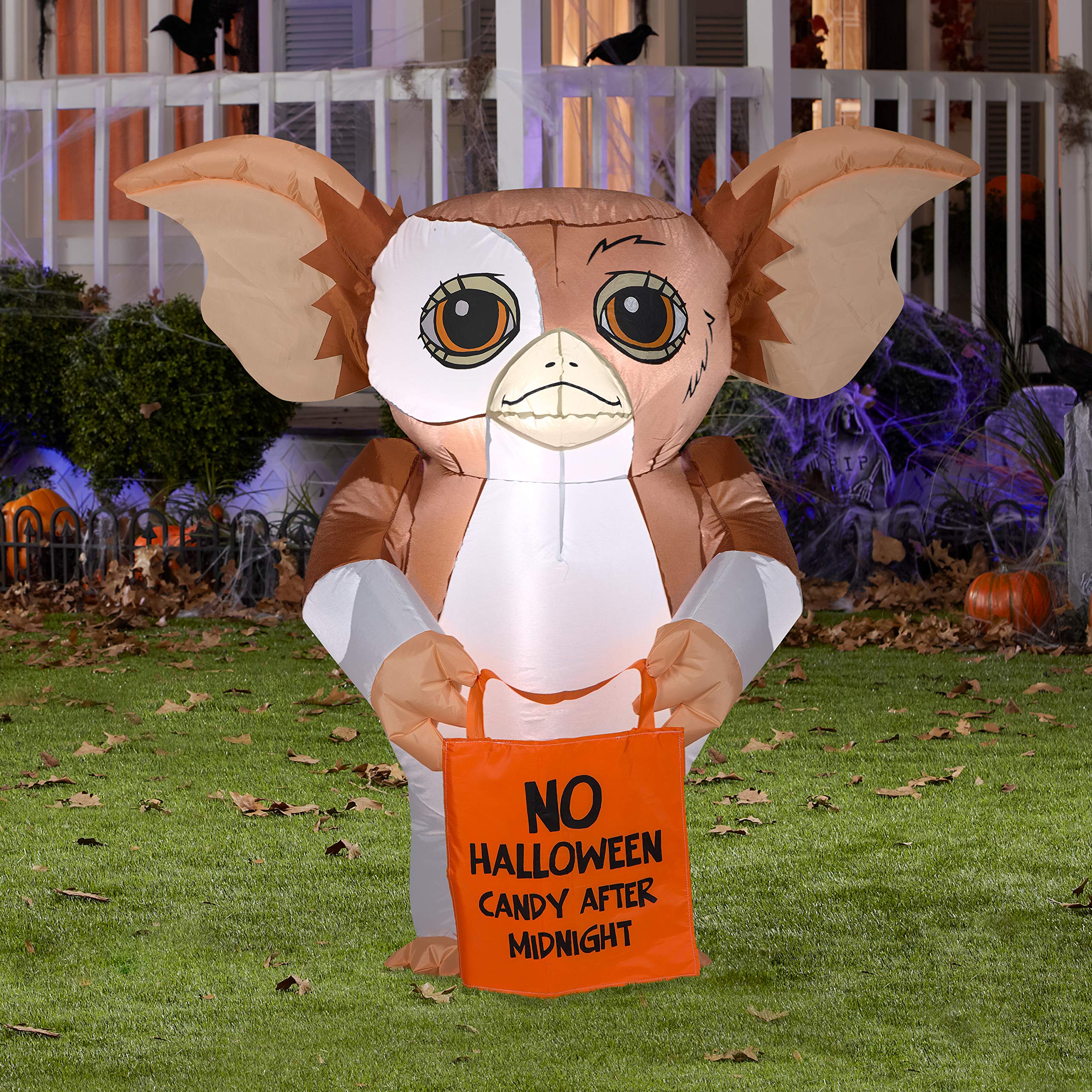 Gemmy Airblown Gizmo Warner Brothers Inflatable Halloween Decoration - 3.5 ft Tall Brown Cartoon Character for Outdoor Yard & Party Decor