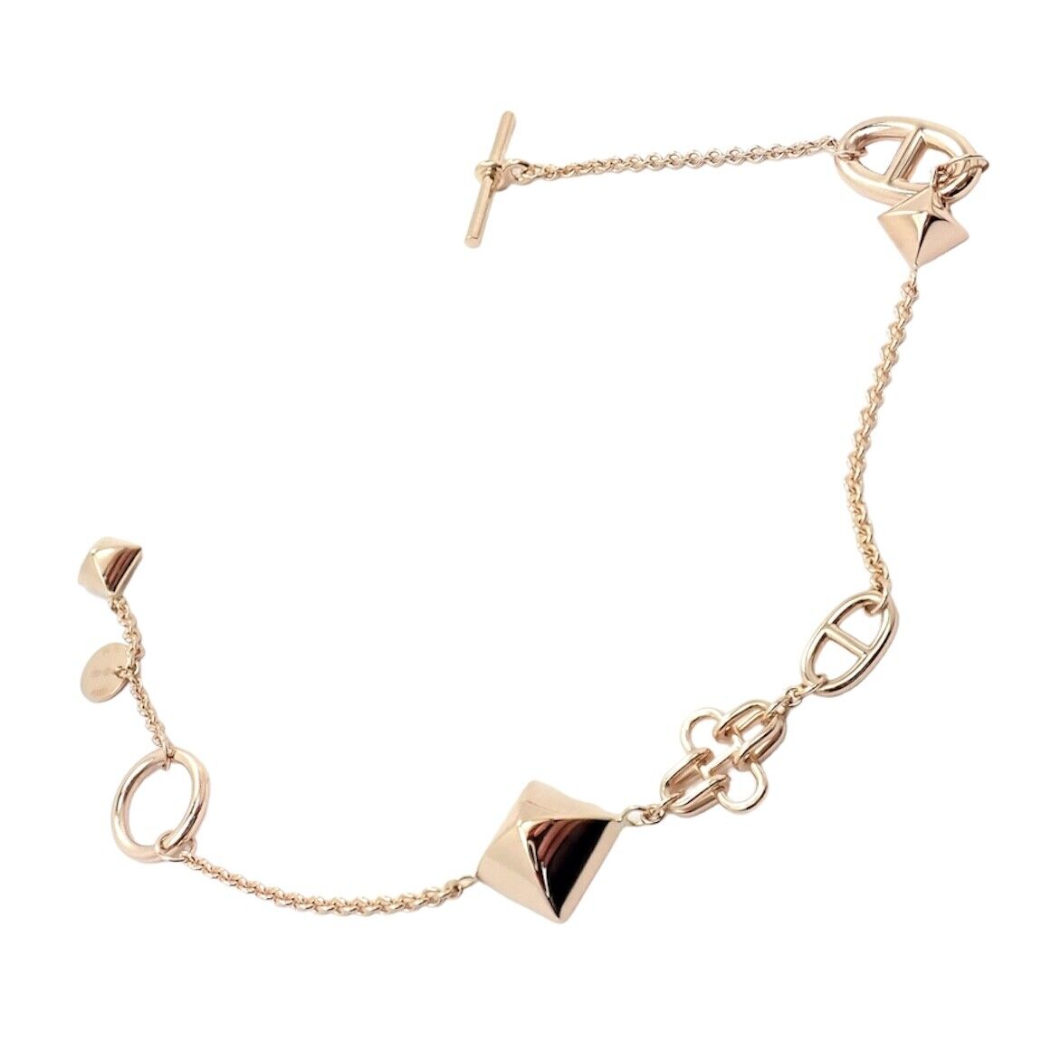Authentic Hermes 18K Rose Gold Signature Iconic Logo Link Toggle Bracelet - Luxury Fashion Jewelry for Women, Perfect Gift for Birthday, Anniversary & Special Occasions