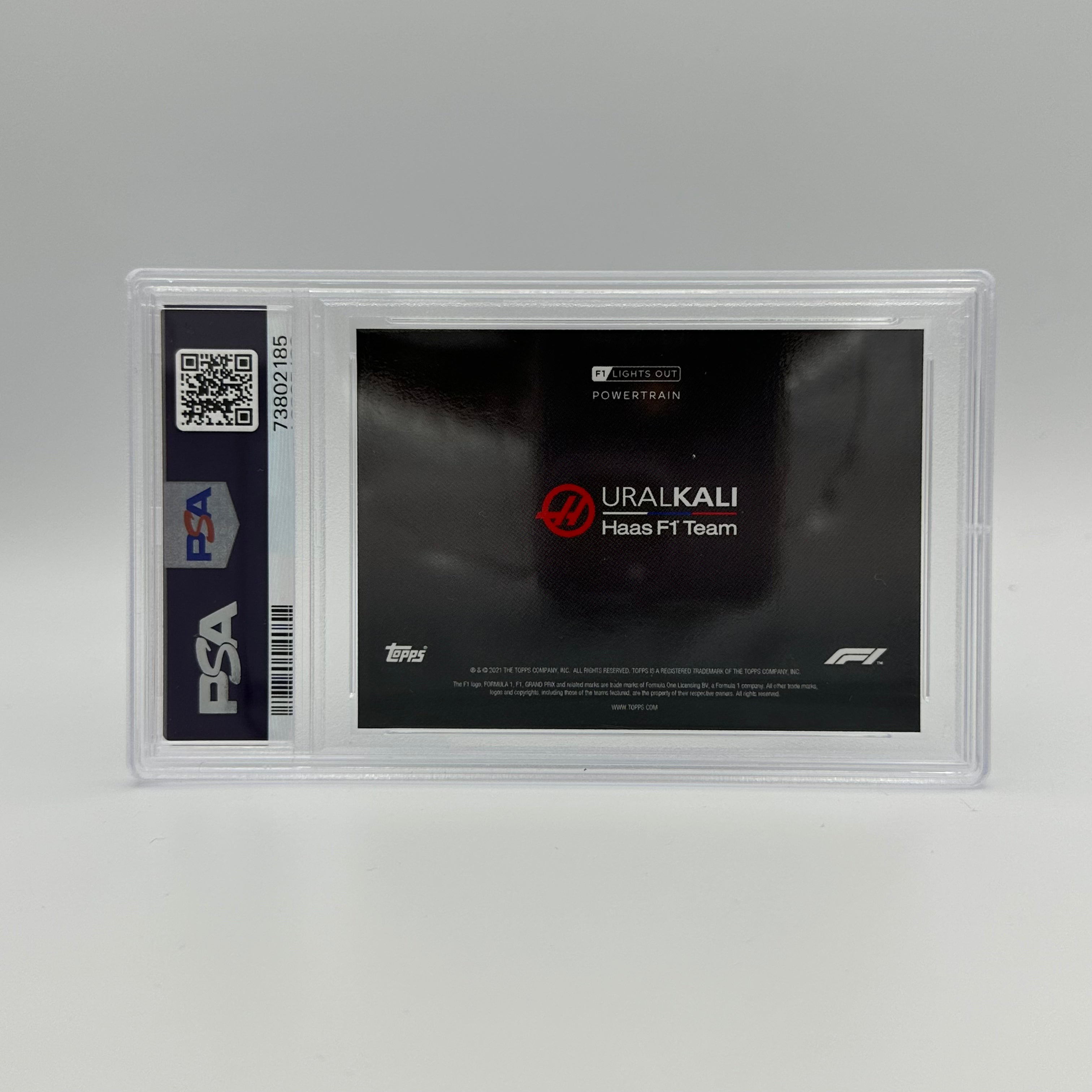 PSA 9 Graded 5/25 Uralkali Haas F1 Team Power Train Purple - Limited Edition F1 Racing Collectible for Display & Memorabilia Enthusiasts