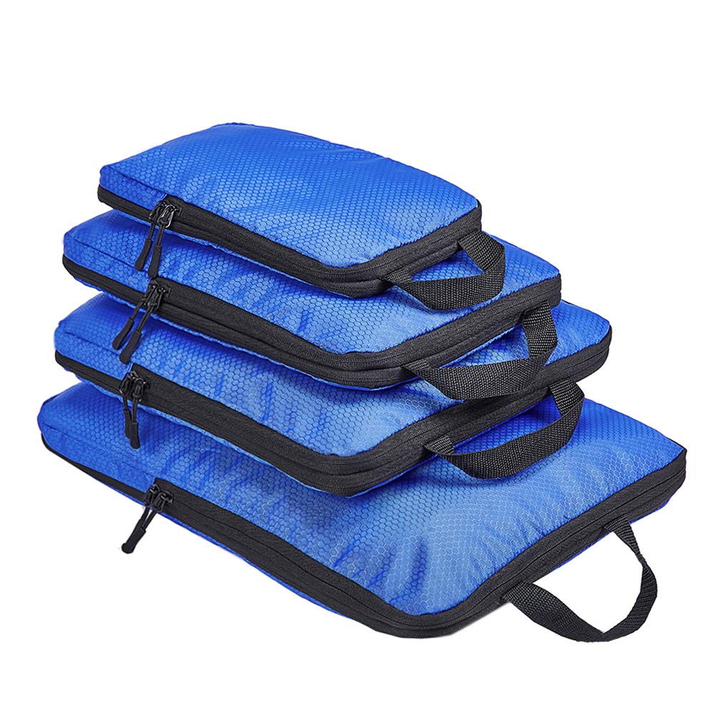 COVAX 4-Piece Set of Compression Packing Cubes for Travel - Lightweight Luggage Organizers & Storage Bags (Blue) - Perfect for Suitcase Organization, Business Trips & Vacation Packing