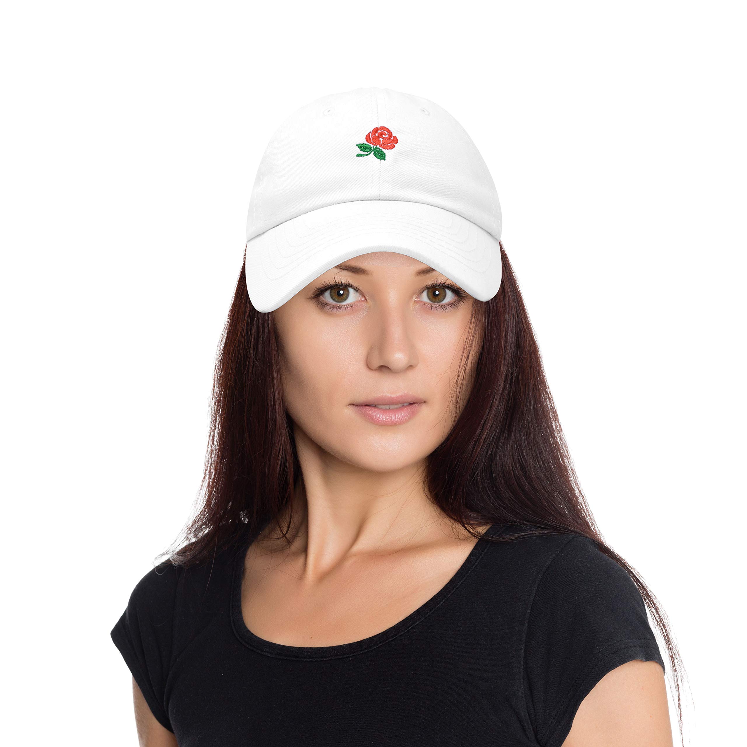 DALIX Women's Rose Baseball Cap - Floral Embroidered Adjustable Sun Hat for Outdoor, Gardening, and Beach Activities