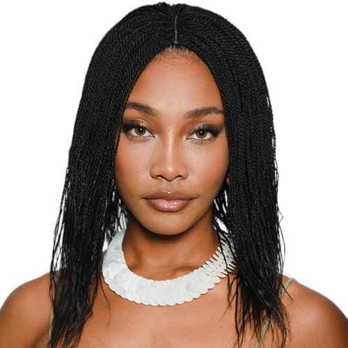 JBG SERVICES 12-inch Micro Million Twist Wig – Hand-Braided Synthetic Lace Front Wig with 2x6 Closure – Natural-Looking Twist Wigs for Black Women (2 Colors) – Perfect for Protective Styling, Everyday Wear & Special Occasions