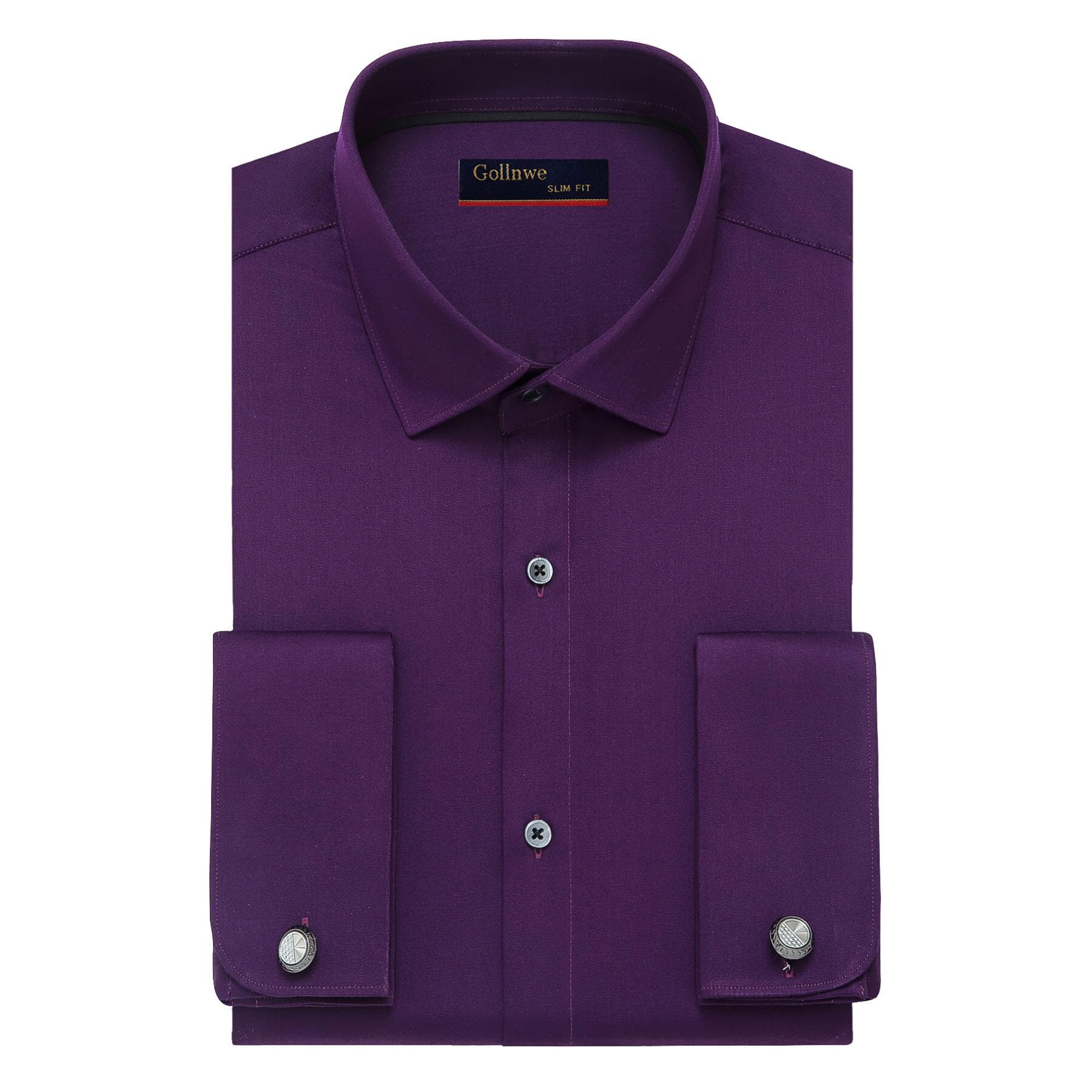 Premium Slim Fit French Cuff Dress Shirt for Men | Spread Collar with Metal Cufflinks | Formal Business Attire & Wedding Occasions